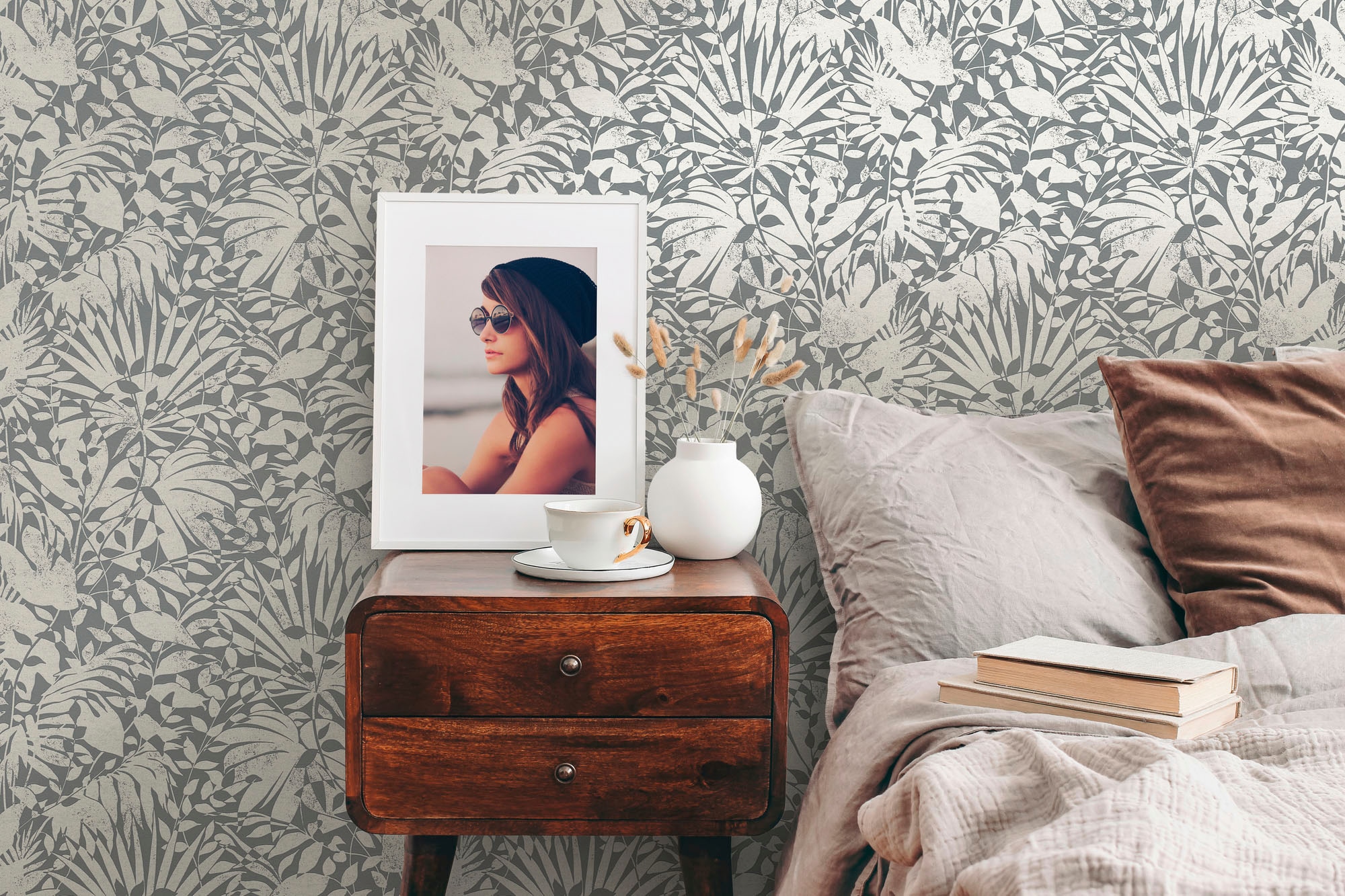 A.S. Création Vliestapete »THE BOS Floral Blätter« abstrakt | glänzend | organisch strukturiert Florale Tapete Tapete Floral Tapeten Wohnzimmer Schlafzimmer Küche