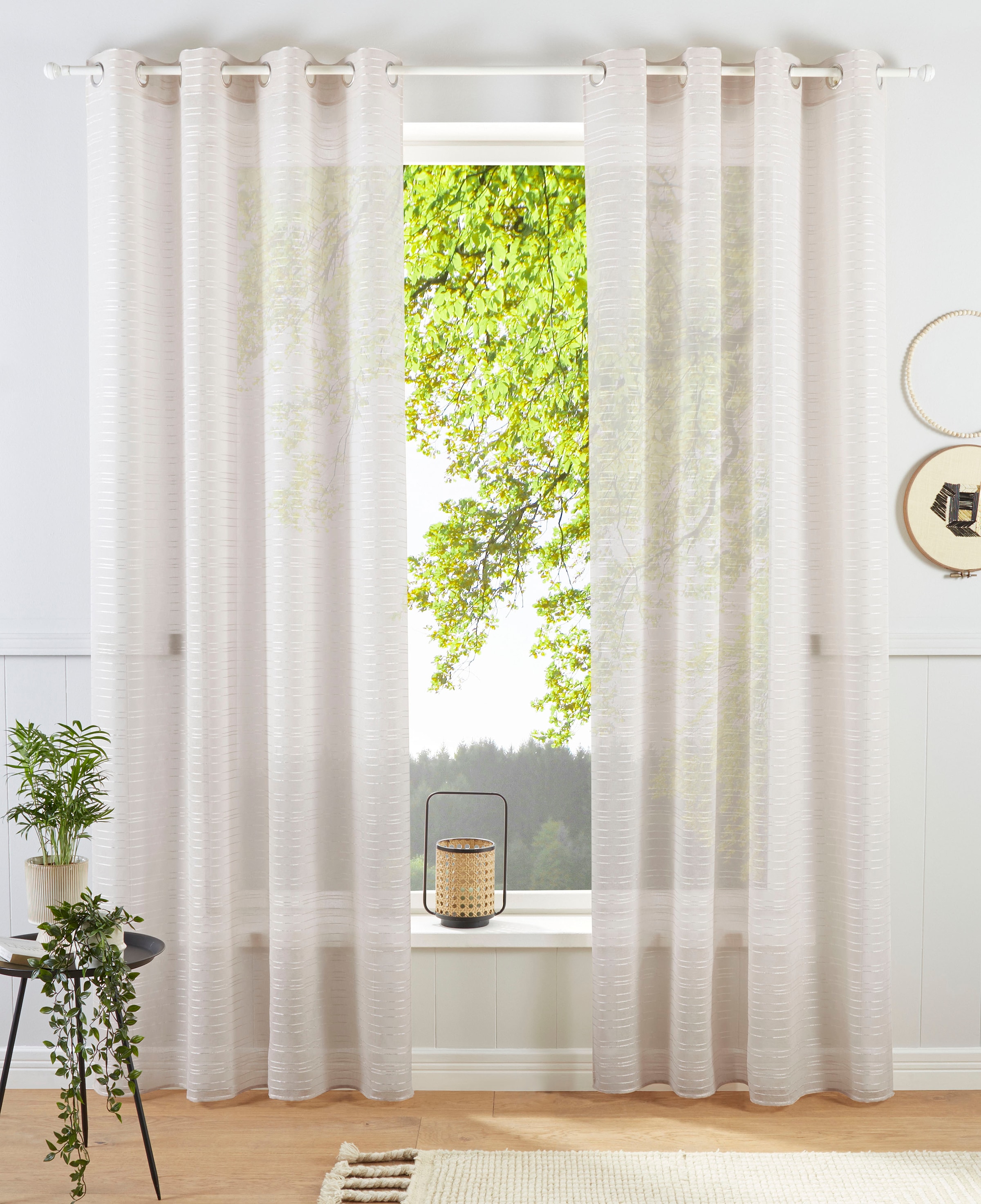 Bruno Banani Gardine "Linus" Ösen 1 Stk. tlg. 1 Schal, eingewebte Querstrei günstig online kaufen