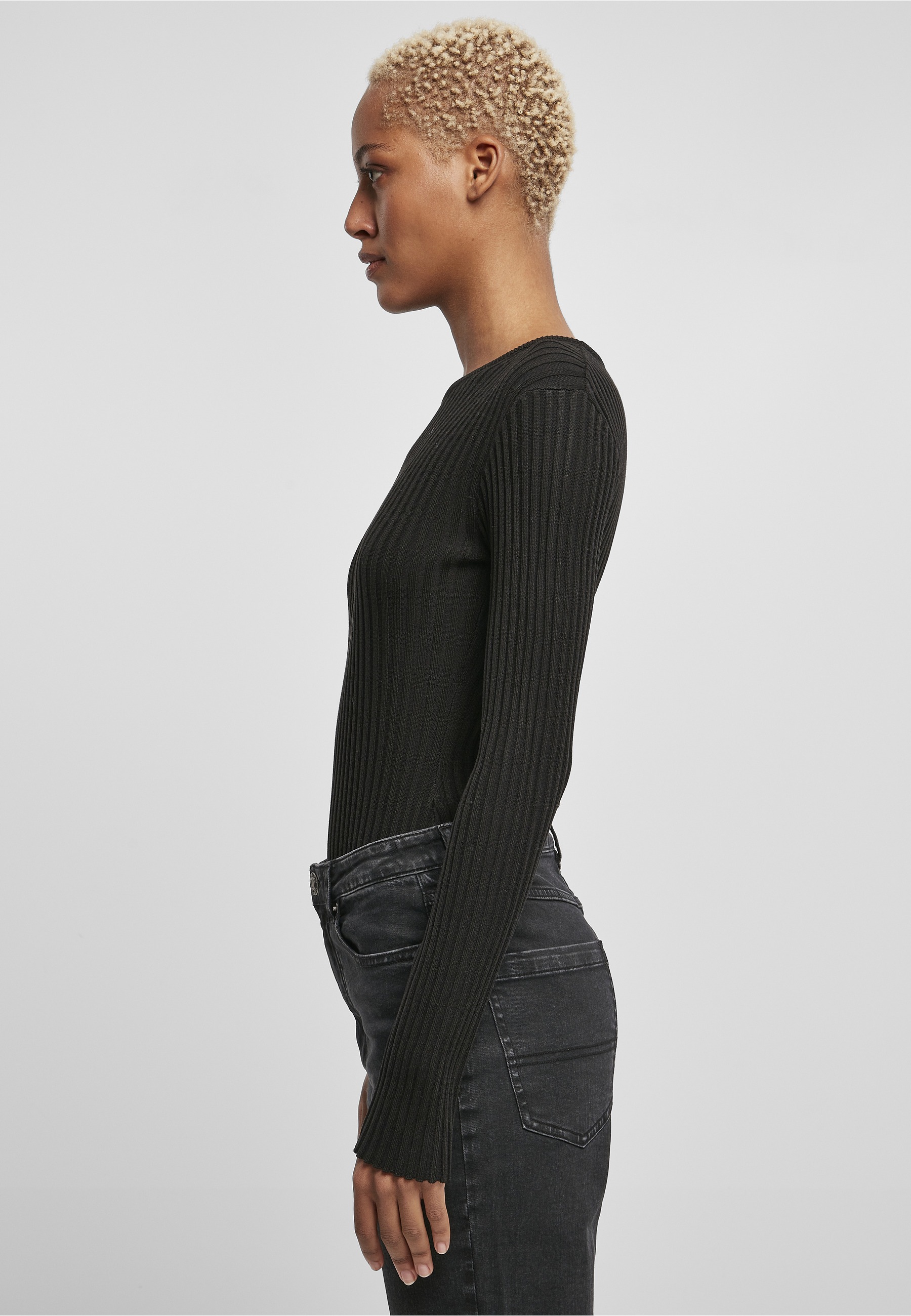 URBAN CLASSICS Longsleeve »Urban Classics Damen Ladies Rib Knit Longsleeve Body« 1 Stk.