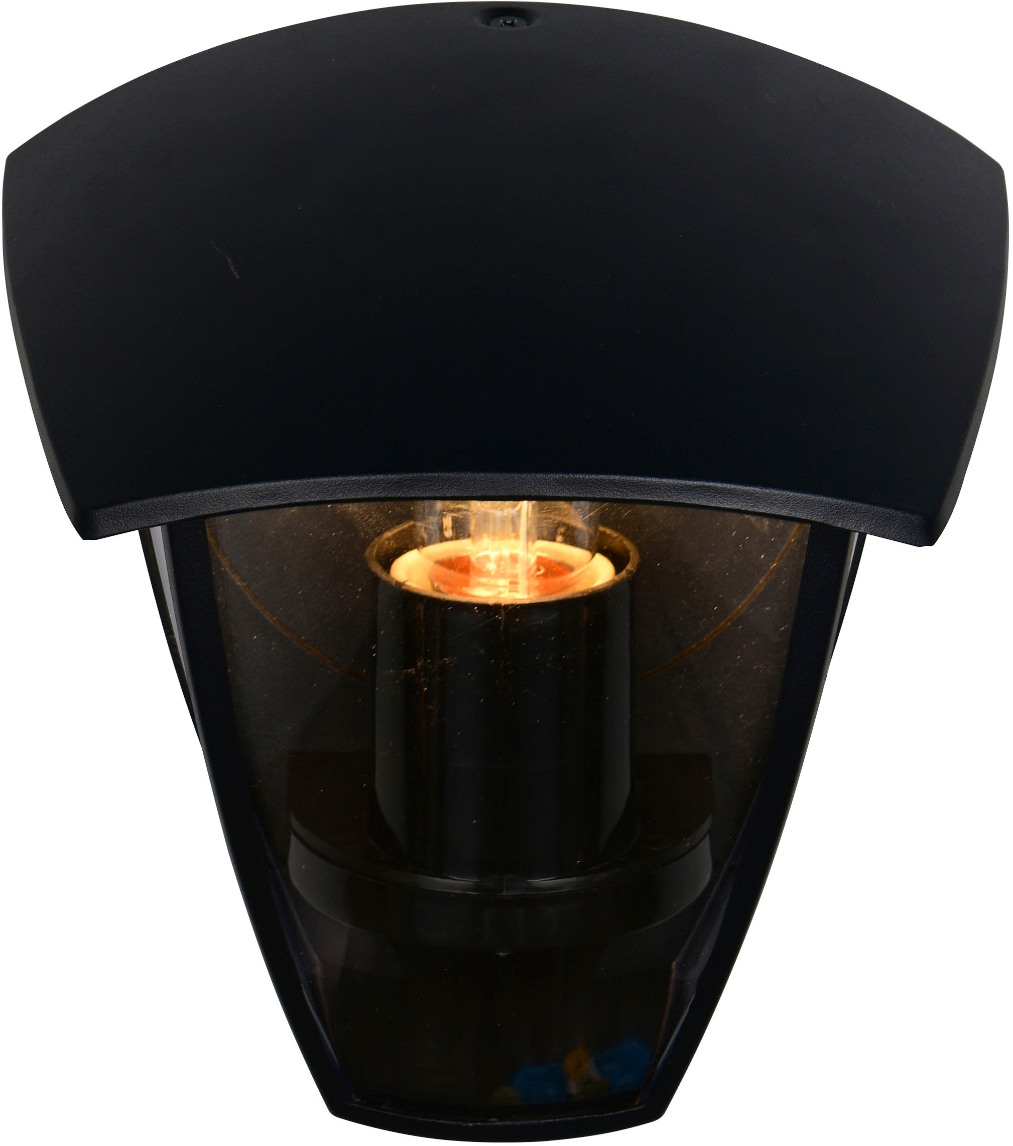 TRIO Leuchten Außen-Wandleuchte »VENTA, Outdoor Hauswand Fassadenbeleuchtung, exkl 1x E27 max 10W, IP44«, 1 flammig, Leuchtmittel E27 | Leuchtmittel wechselbar, Wandlampe Garten Terrasse, Aluminium mit Kunststoff Schirm transparent
