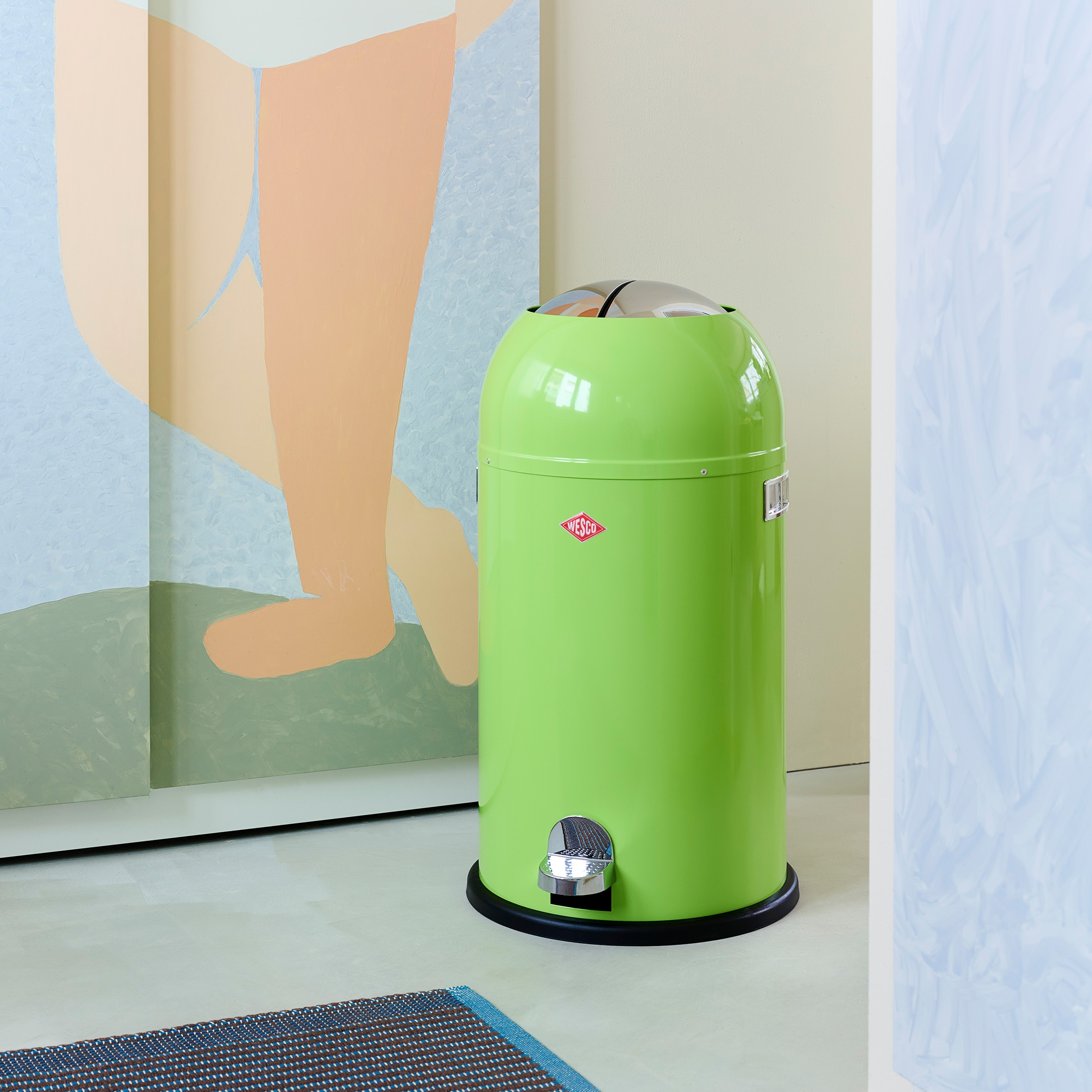 Thumbnail - WESCO Mülleimer "Kickmaster Abfallsammler mit Dämpfer" 1 Behälter mit Metalleinsatz, Fußtritt, Klappe, Griff und Bodenri...