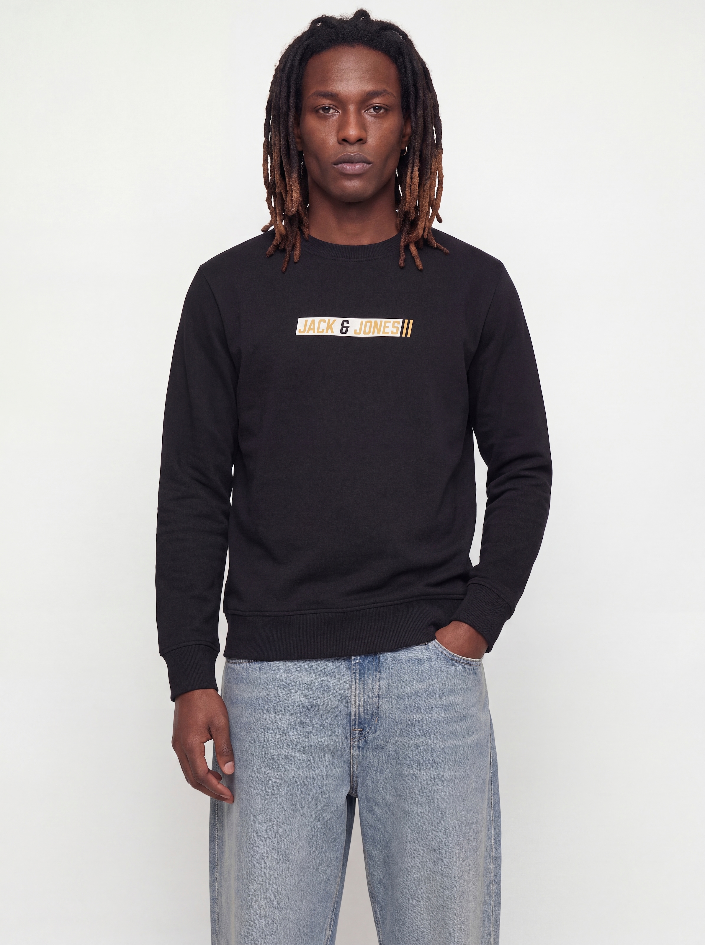 Jack & Jones Sweatshirt "JJMUNK SWEAT CREW NECK", Materialmix, normal geschnitten