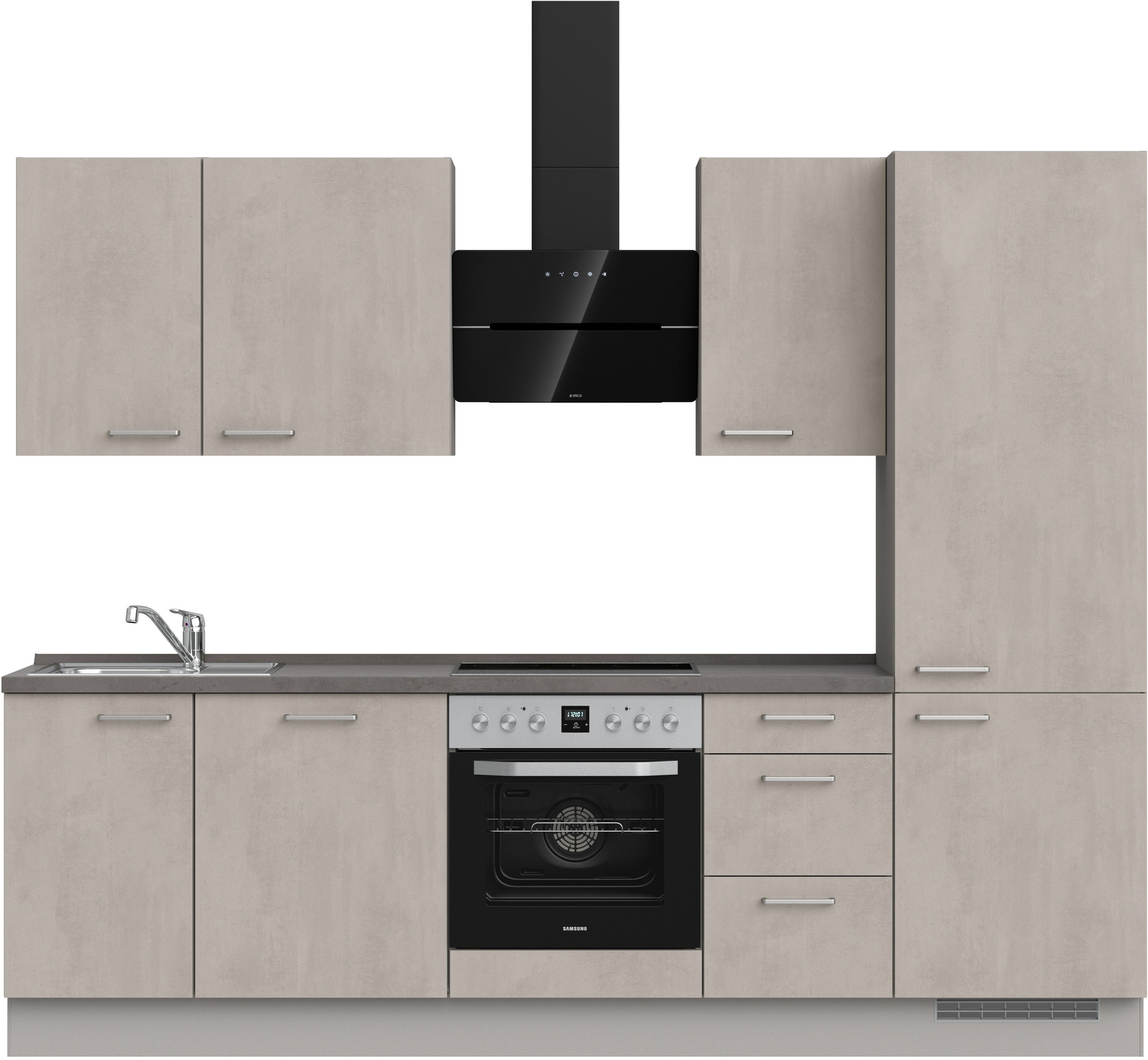 nobilia Küchenzeile ""Riva II", NEU: individuell anpassbar mit gratis Profi-Beratung" vormontiert, Breite 270 cm, Ausrichtung wählbar, wahlw. mit E-Geräten