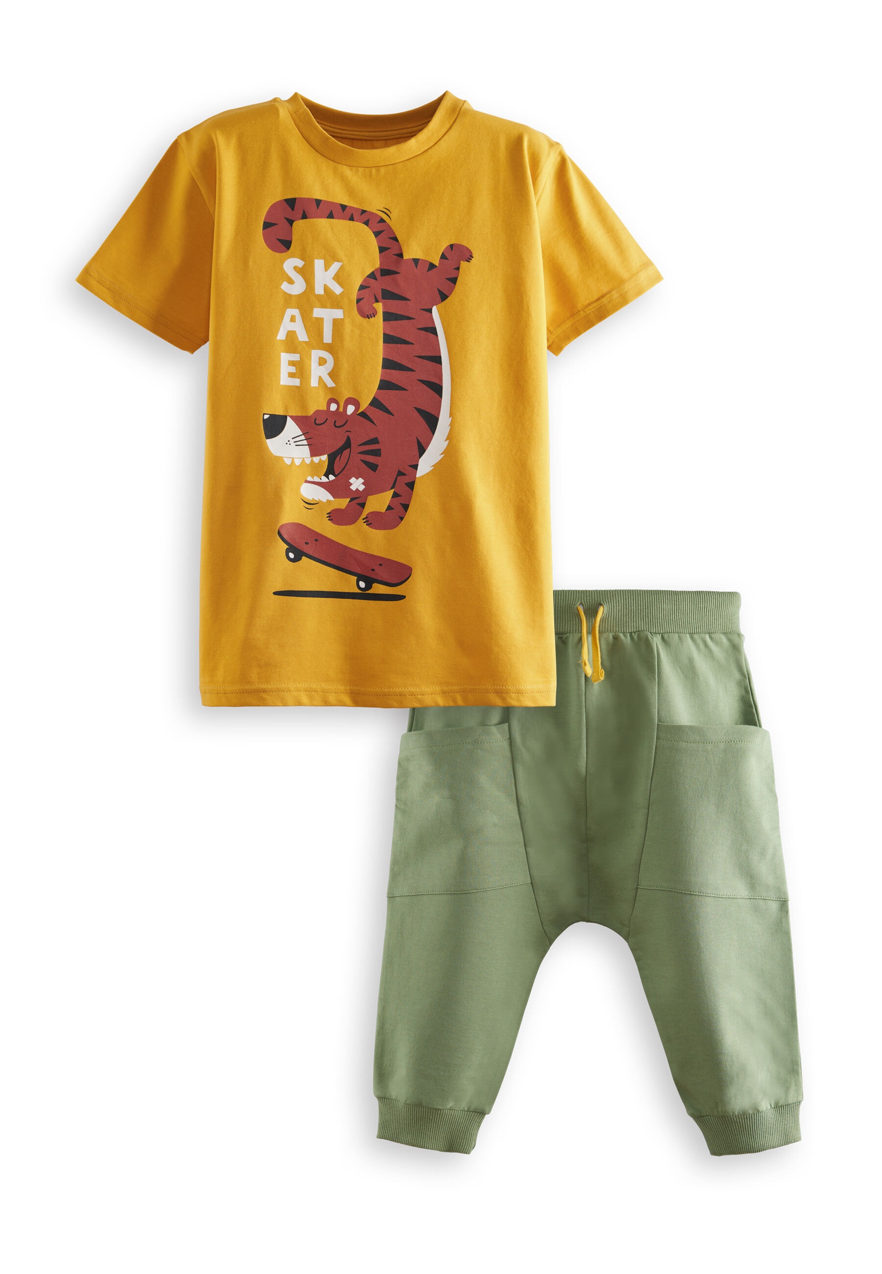 Denokids Hausanzug "Skater", 2 Stk. mit Tiger-Aufdruck günstig online kaufen