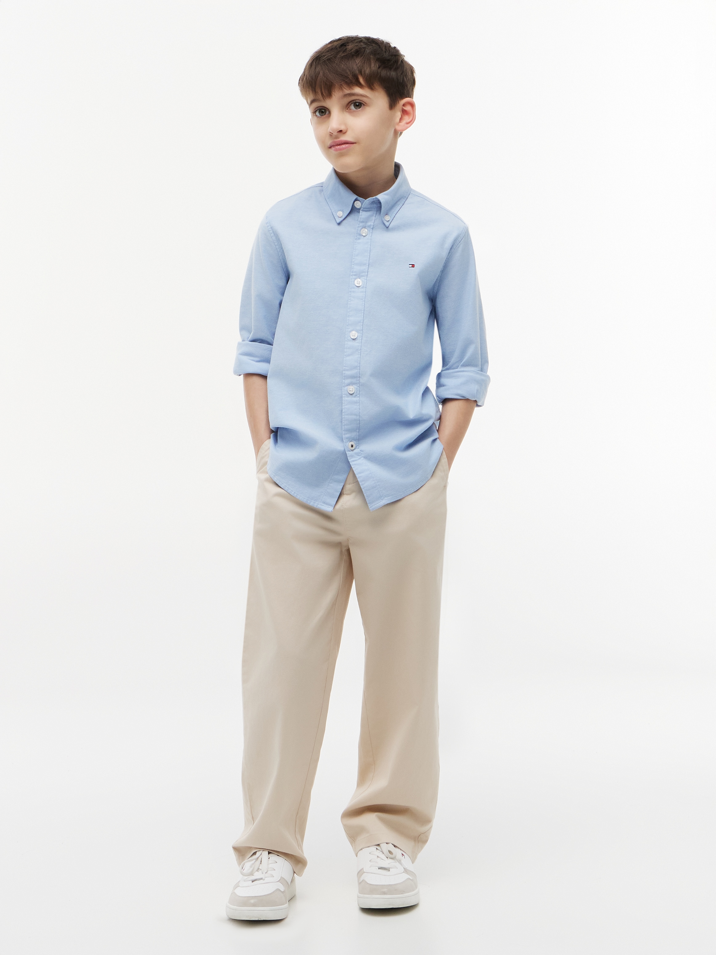 Tommy Hilfiger Langarmhemd »BOYS STRETCH OXFORD SHIRT L/S« Kinder bis 16 Jahre, Button-down-Kragen, Langarm, Logo-Flag