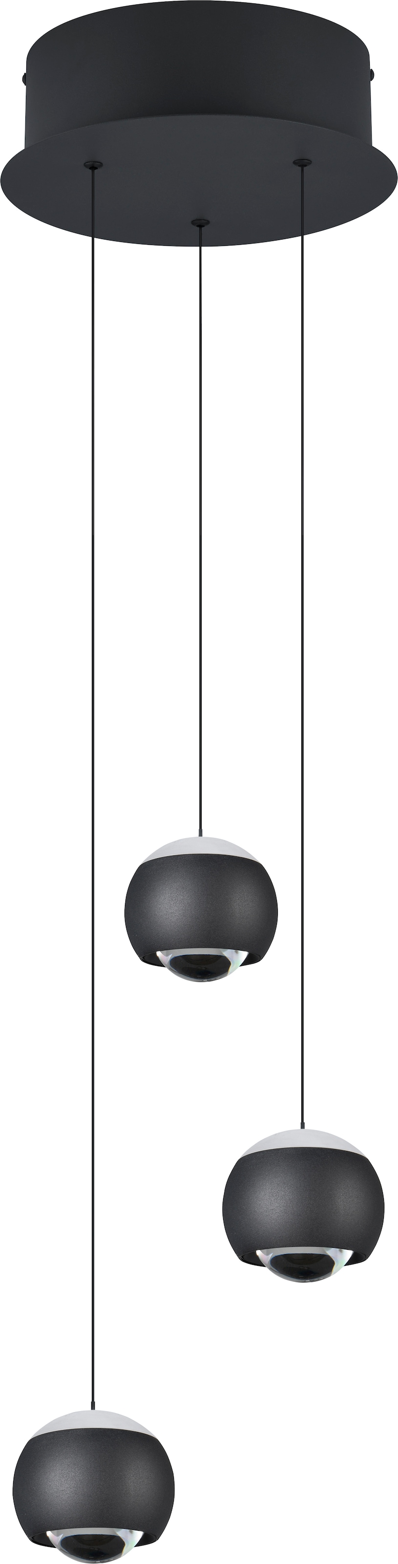 Musterring LED Pendelleuchte »CANNON, 3-flammige LED Hängelampe 5W 500Lumen 2300-4000K CCT« LED-Board 1 Stk. Farbwechsler | warmweiß - kaltweiß mit Fernbedienung, stufenlos höhenverstellbar max 195cm dimmbar Memory