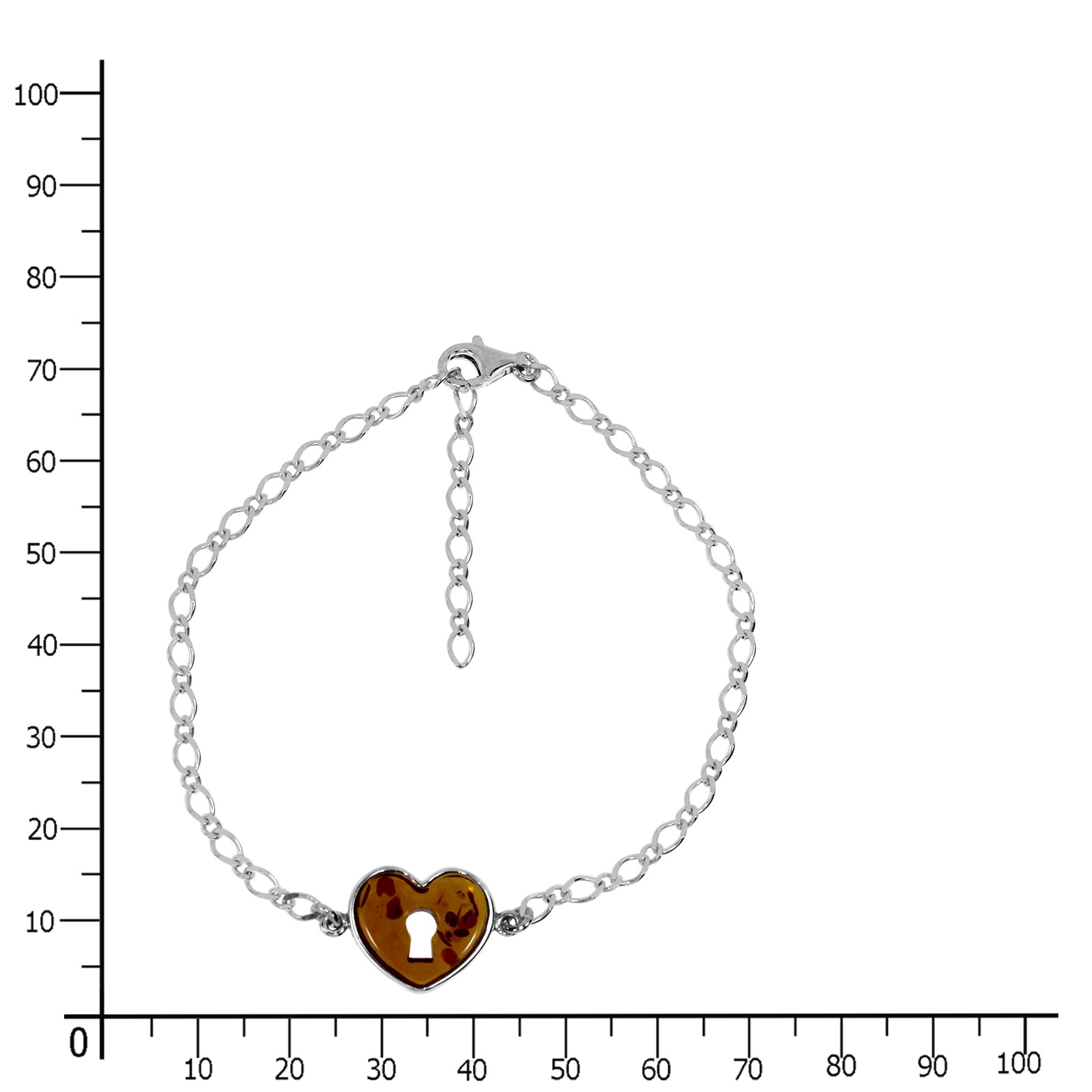 Armband OSTSEE-SCHMUCK "- Herz - Silber 925/000 - Bernstein" Gr. 21, silber (silber 925, silberfarben, weiß), Armbänder, Damen, Silber 925 (Sterlingsilber), Armband 6