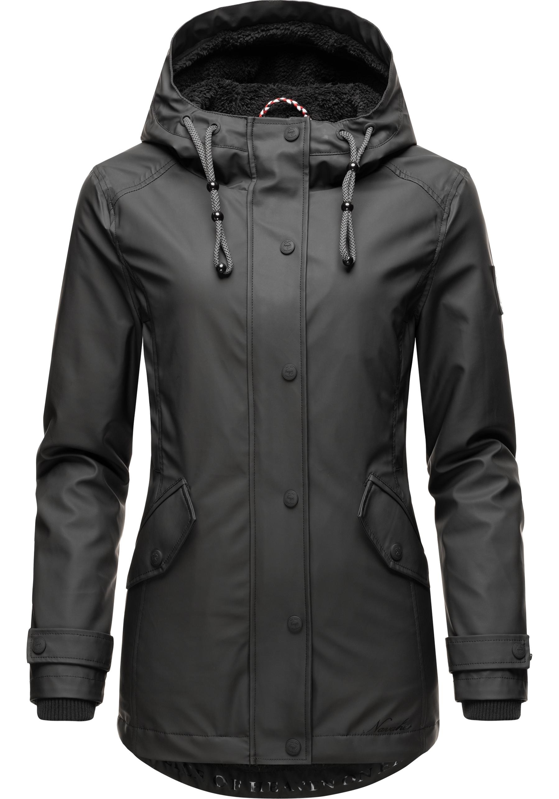 Navahoo Regenjacke "Lindraa", mit Kapuze, stylische wasserdichte Outdoorjacke mit Teddyfell