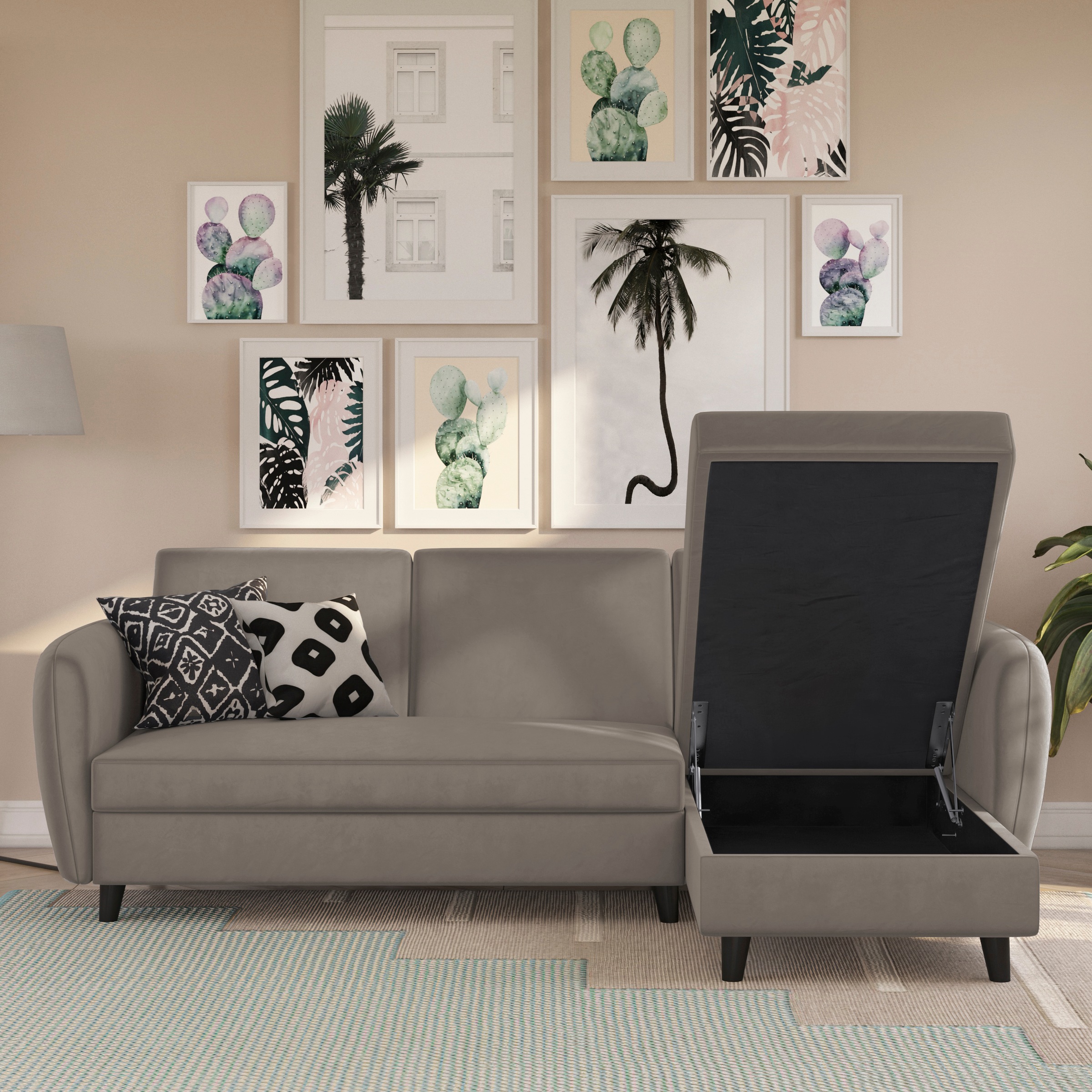Dorel Home Ecksofa »Perry, L-Form,«, Rückenlehne, verschiedene Farbvarianten, Sitzhöhe 43 cm, Breite 219 cm