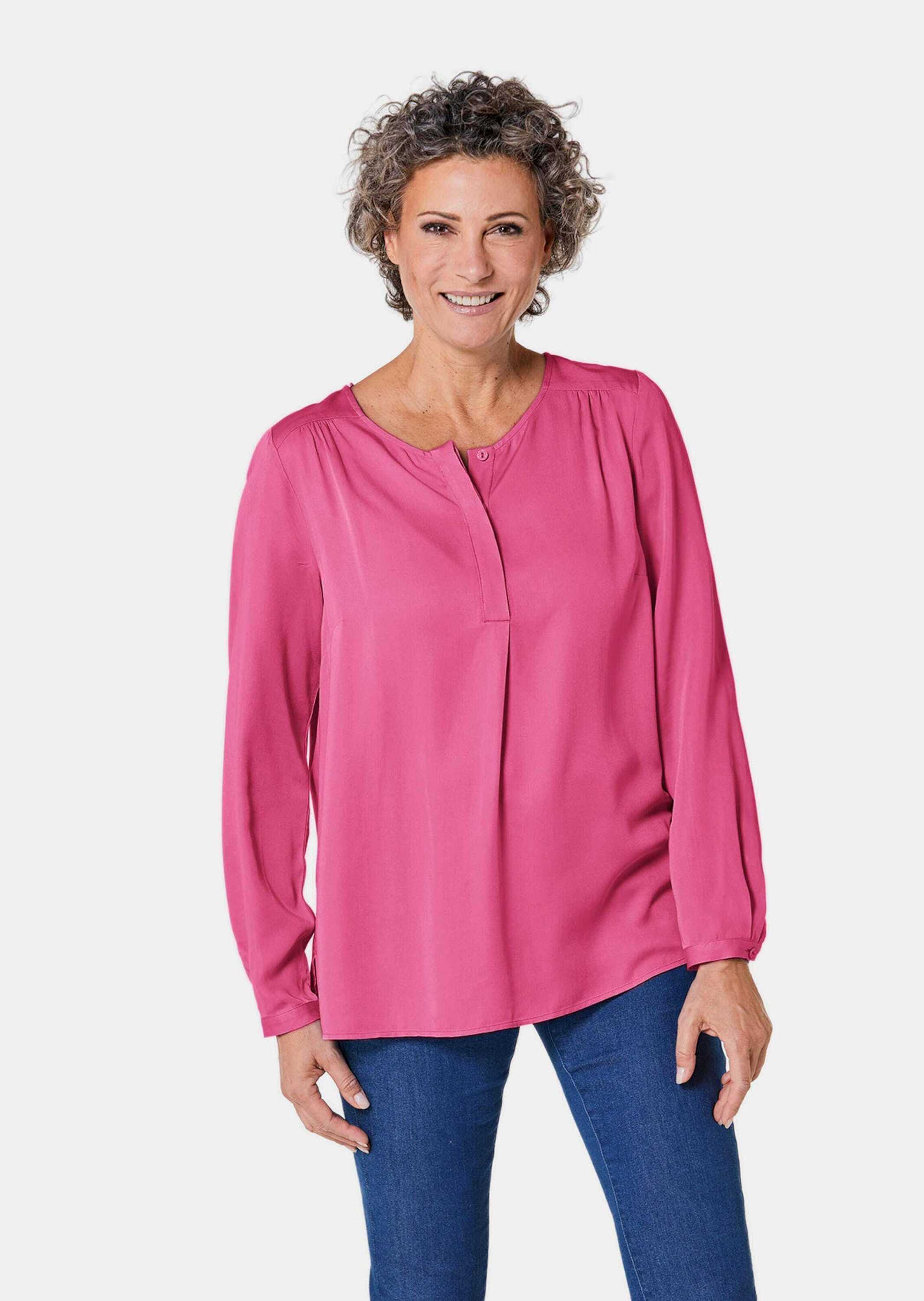 Thumbnail - GOLDNER Schlupfbluse "Kurzgröße Schlupfbluse mit modischem Kragen" mit Schulterpasse und Kräuselungen