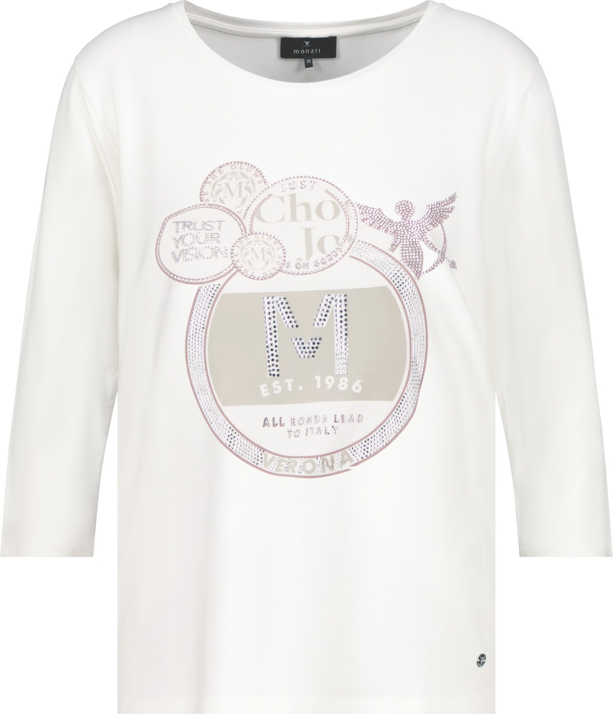 Monari 3/4-Arm-Shirt »Shirt Schmuck Emblem«, Regular fit mit Rundhalsausschnitt