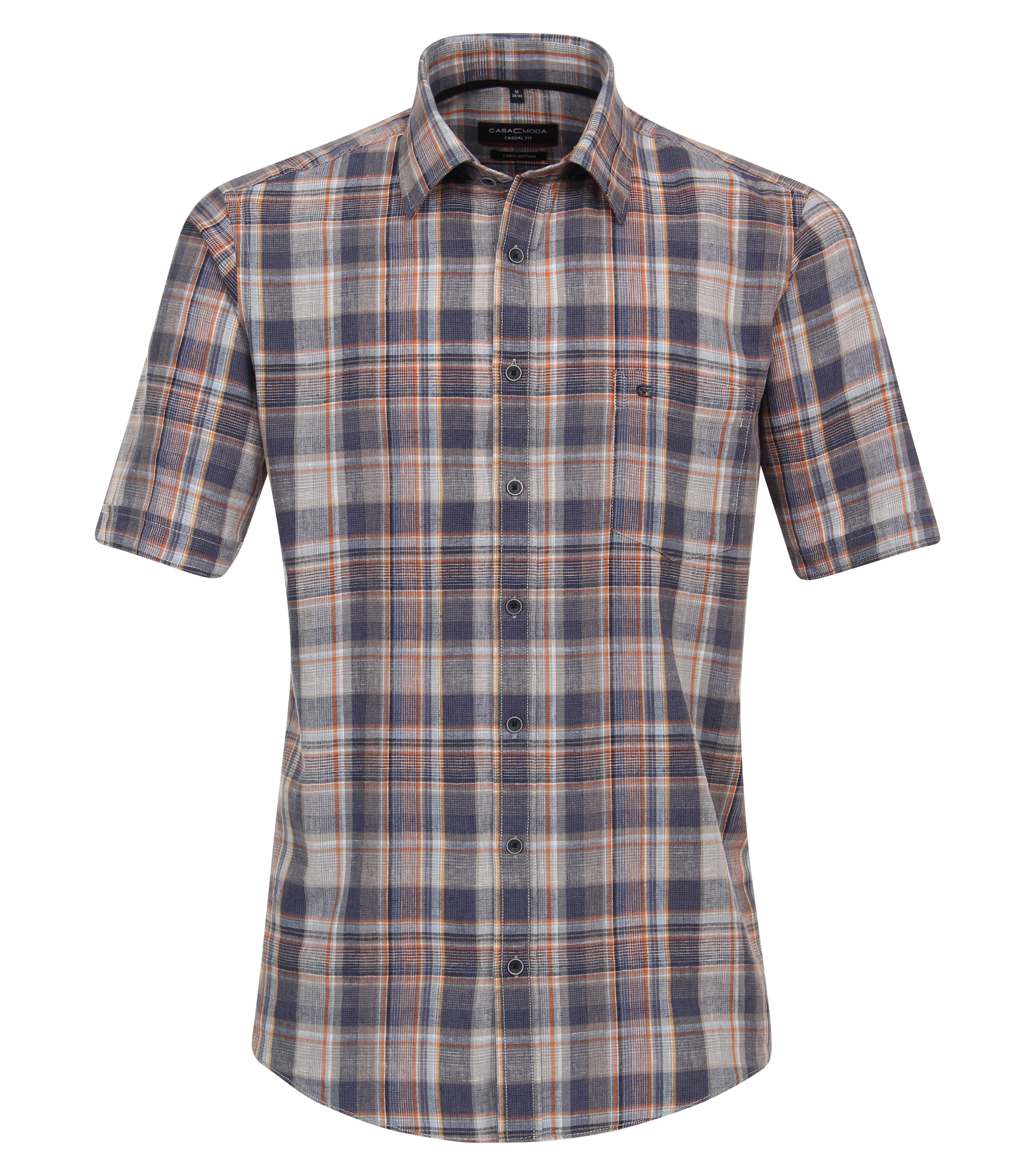 CASAMODA Kurzarmhemd "CASAMODA Leinenhemd Kurzarm kariert" günstig online kaufen