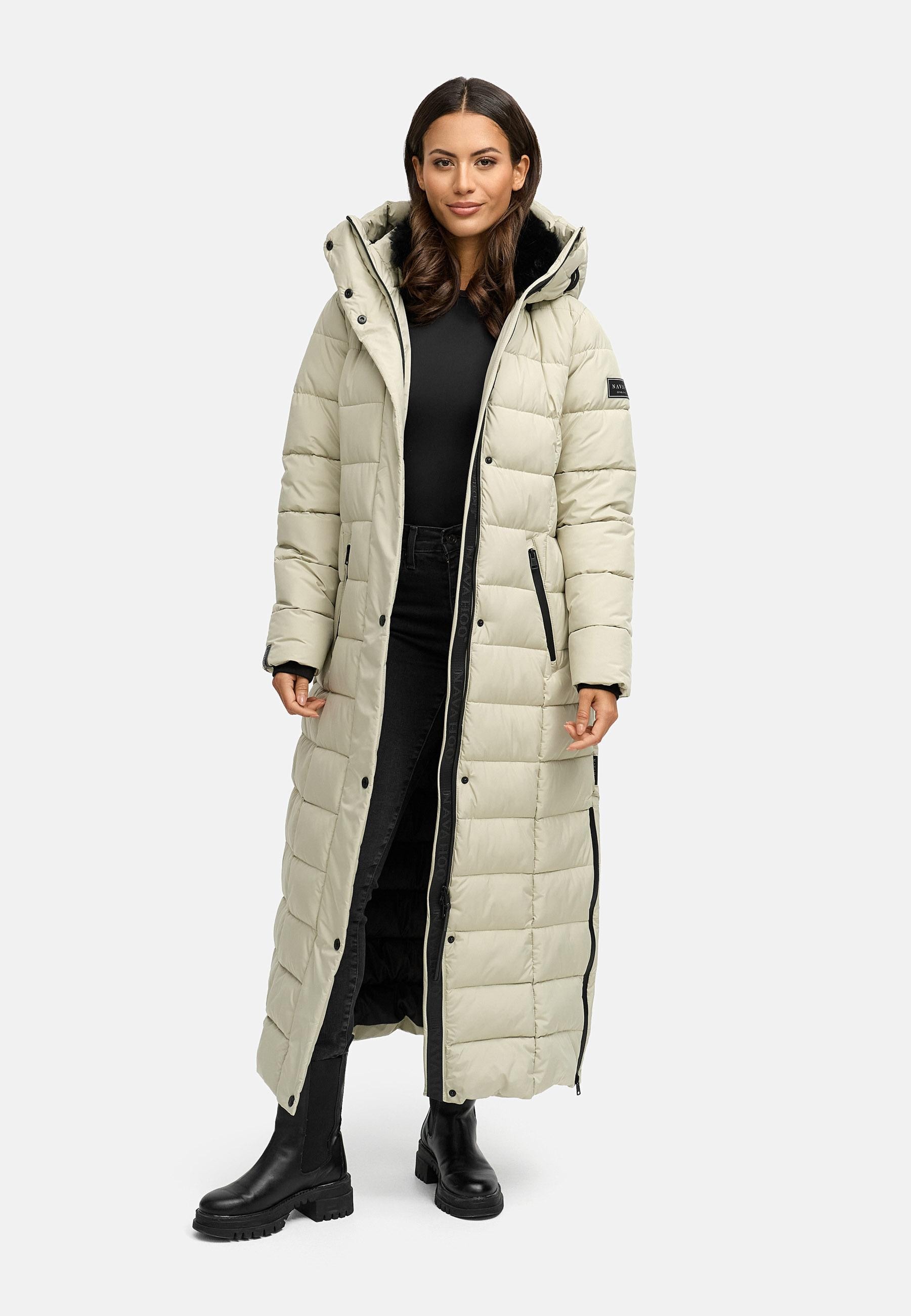 Navahoo Steppmantel »Das Teil XIV« extralanger Wintermantel mit abnehmbaren Kunstfellkragen