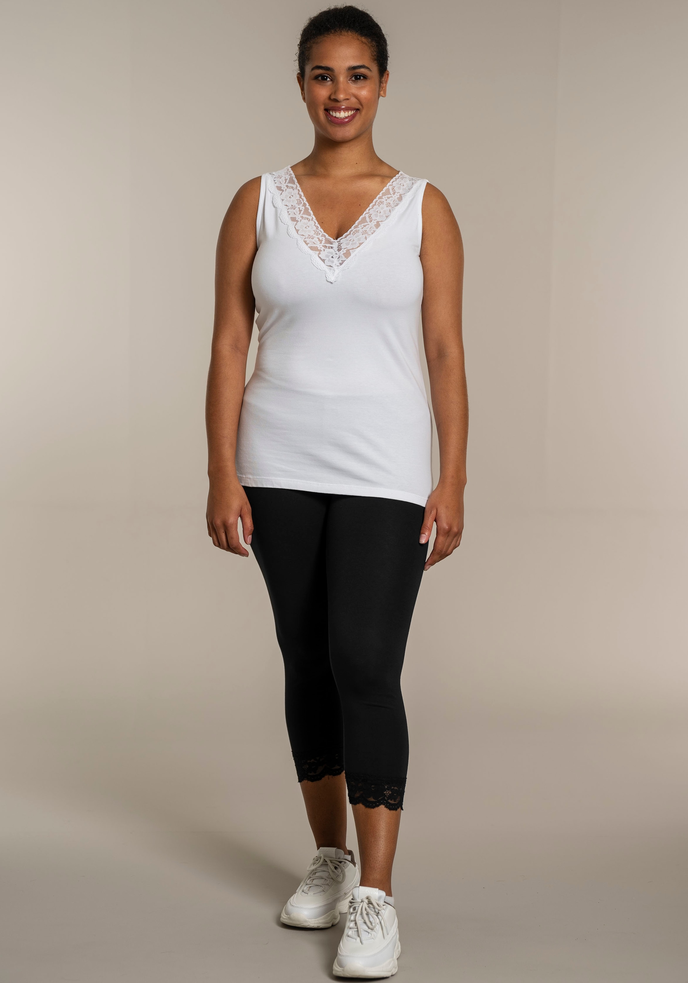 SANDGAARD 3/4-Leggings su Spitzeneinsatz ant Sau...