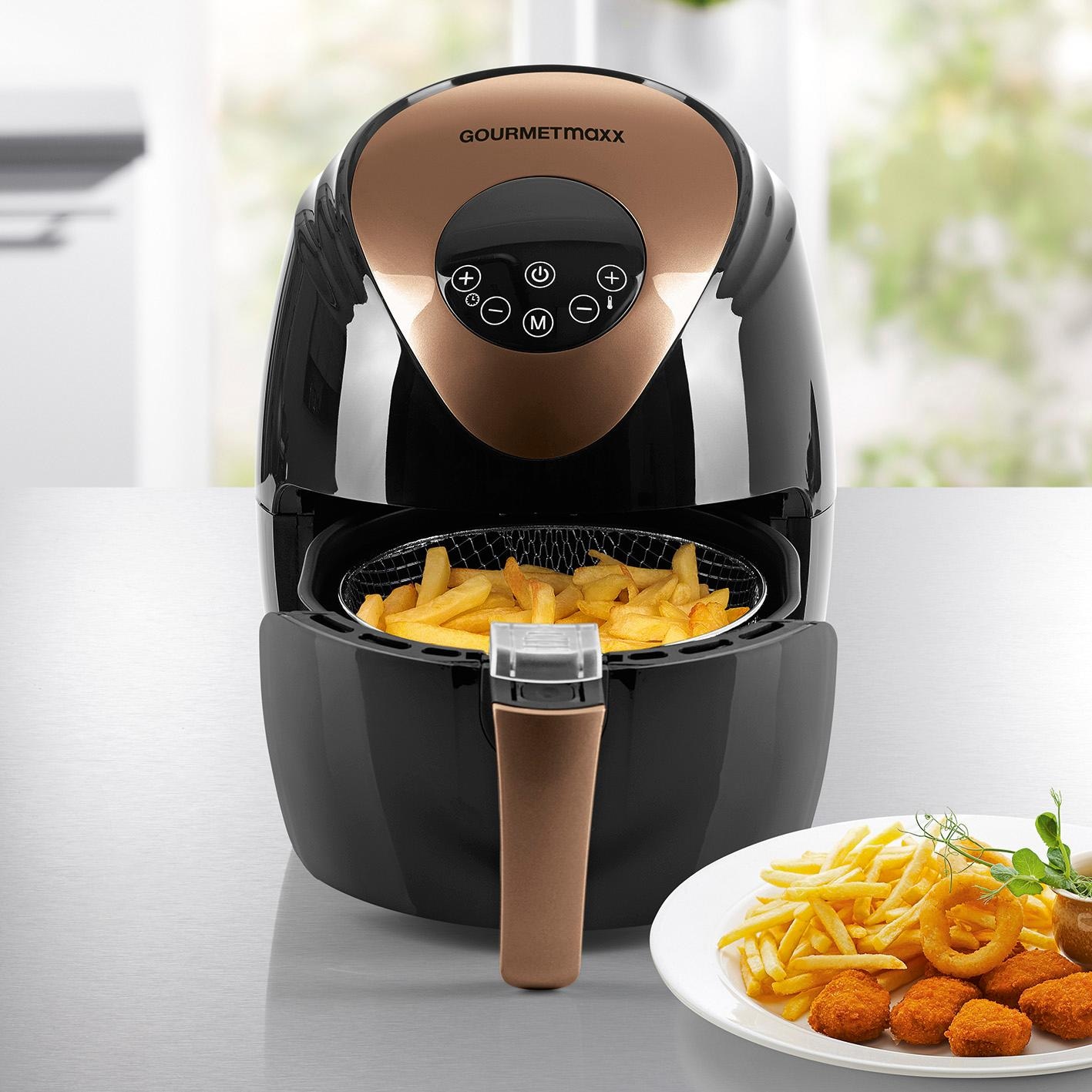 GOURMETmaxx Heißluftfritteuse »Digital 2,5l - Schwarz/Kupfer«, 1500 W, Fassungsvermögen 2 kg