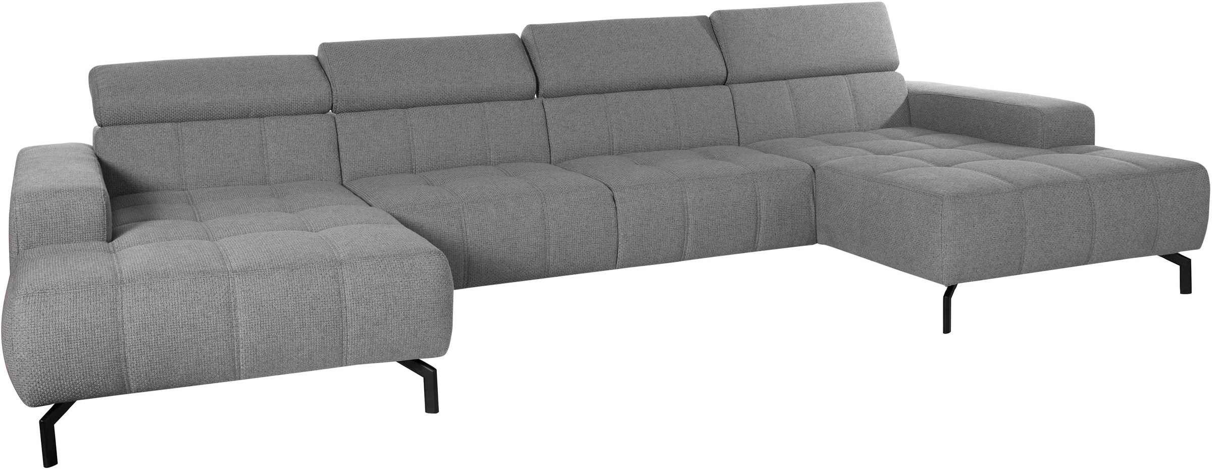 DOMO collection Wohnlandschaft »Cunelli tolle Sitznähte als Designelement, fester Sitzkomfort, U-Form«, wahlweise mit Kopfteilverstellung, bodenfrei