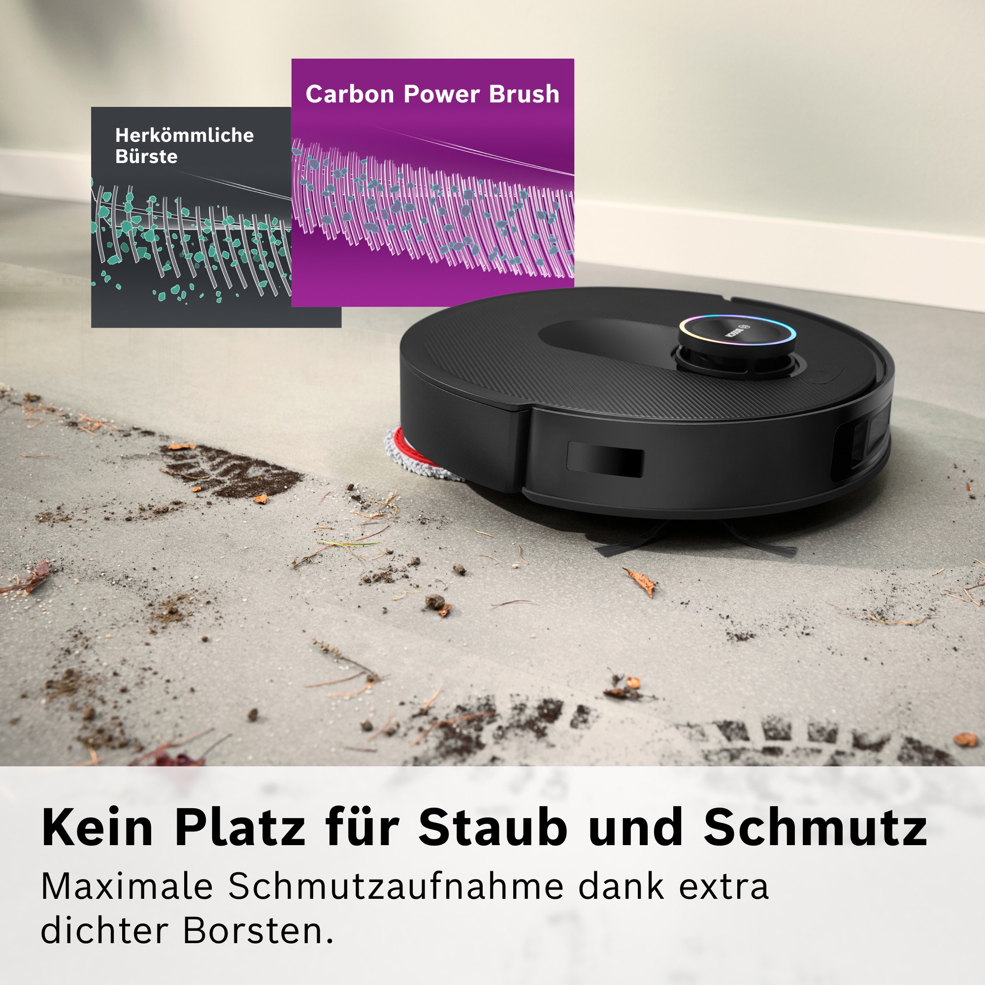 BOSCH Saugroboter »Spotless Max Cam BCRDW3BX, rotierende Wischpads, 70°C Selbstreinigung«, Datensicherheit, 11.000 Pa Saugkraft, Absaugstation, Kamera