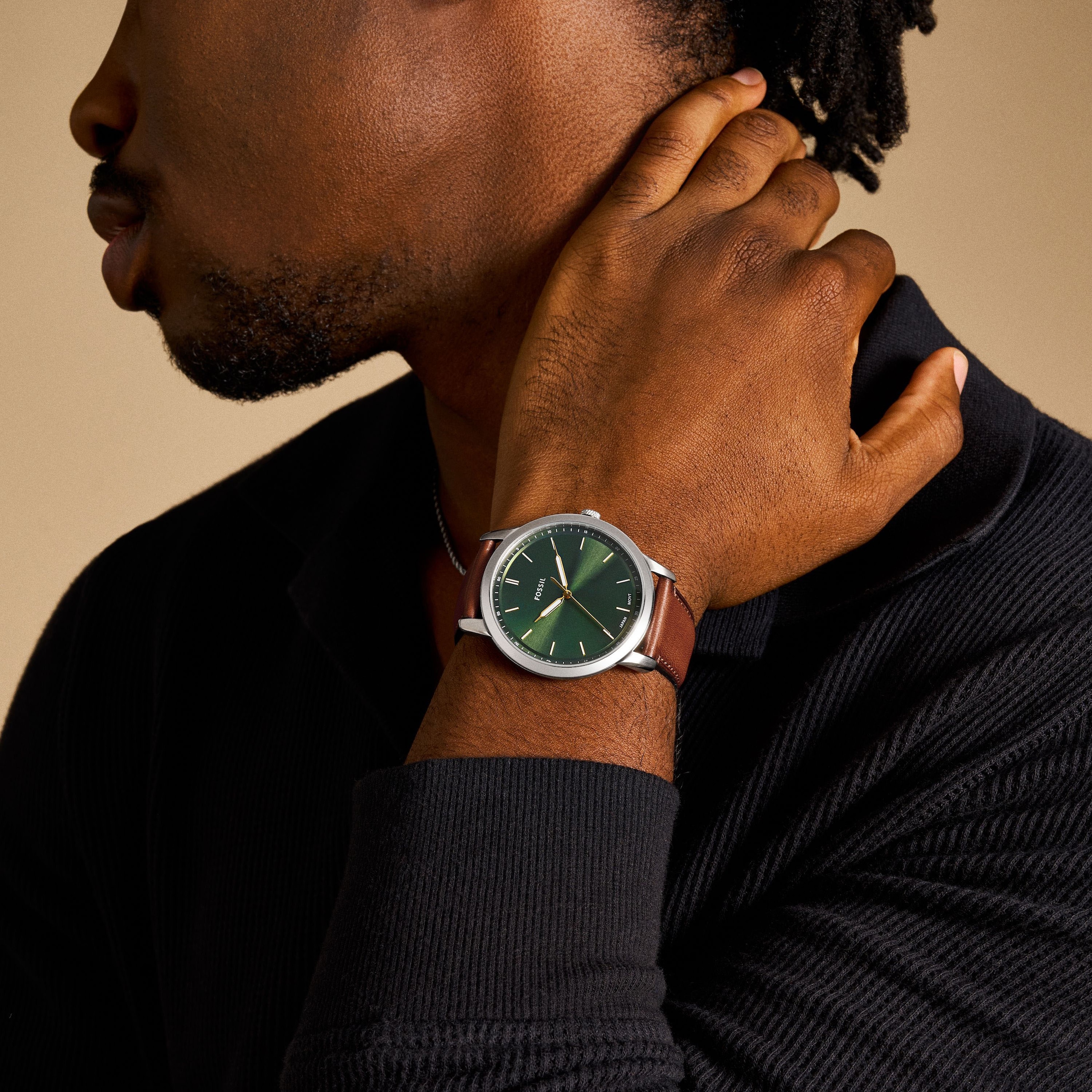 Fossil Quarzuhr »MINIMALIST 3H«, Armbanduhr, Herrenuhr, Lederarmband, analog