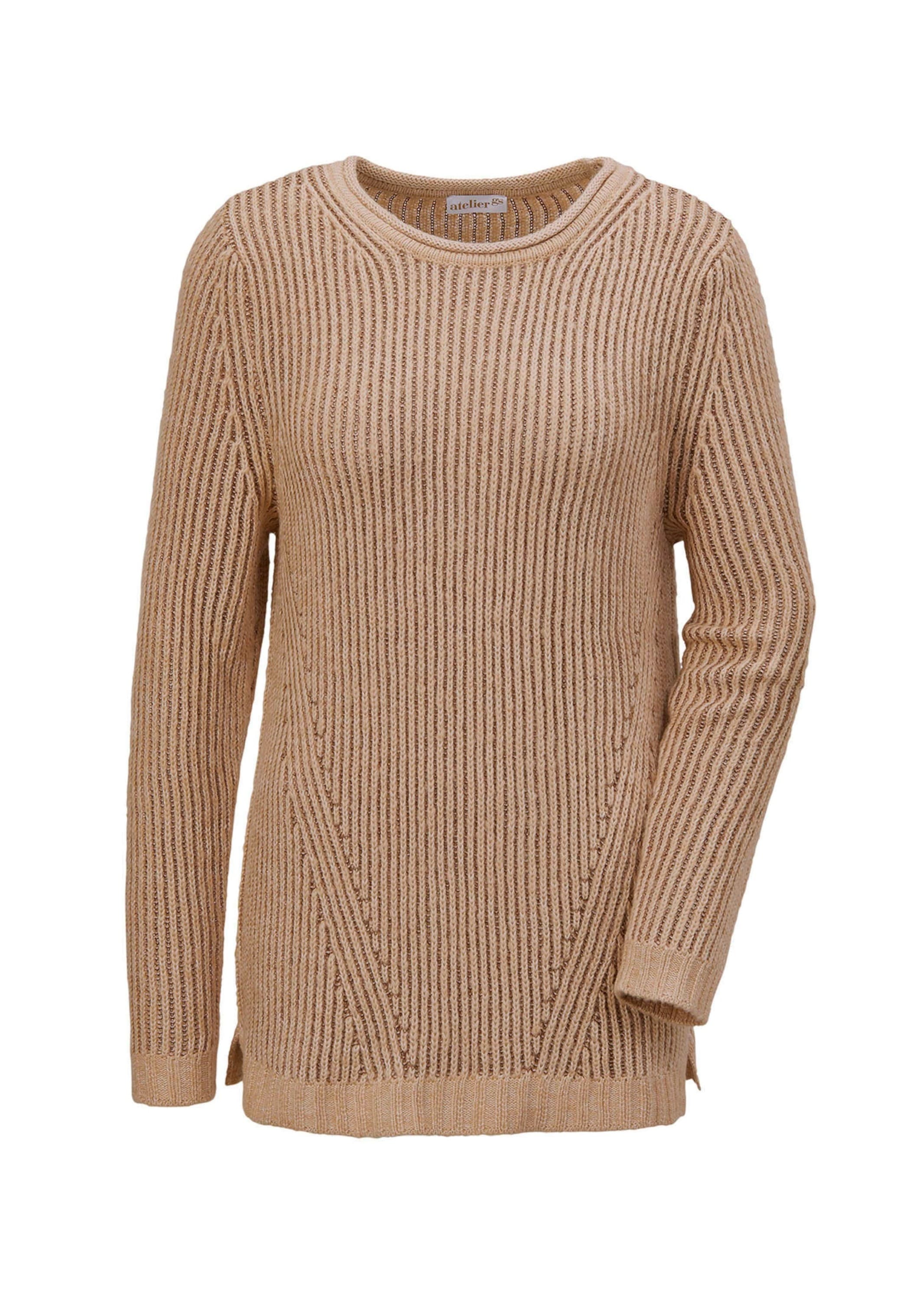 GOLDNER Strickpullover "Kurzgröße Strickpullover mit interessanter Struktur und Glitzergarn" Ohne