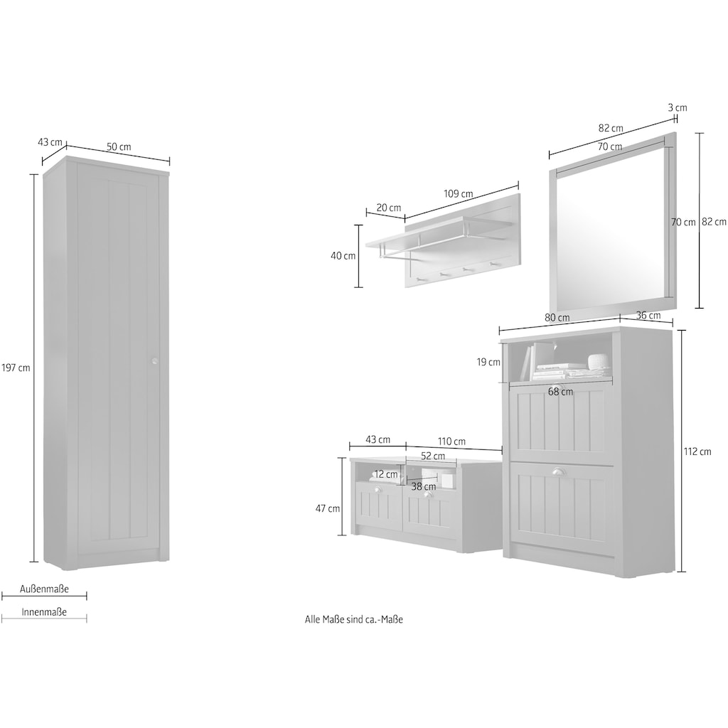 Home affaire Garderobenschrank-Set »ASCOT«, 5-teilig