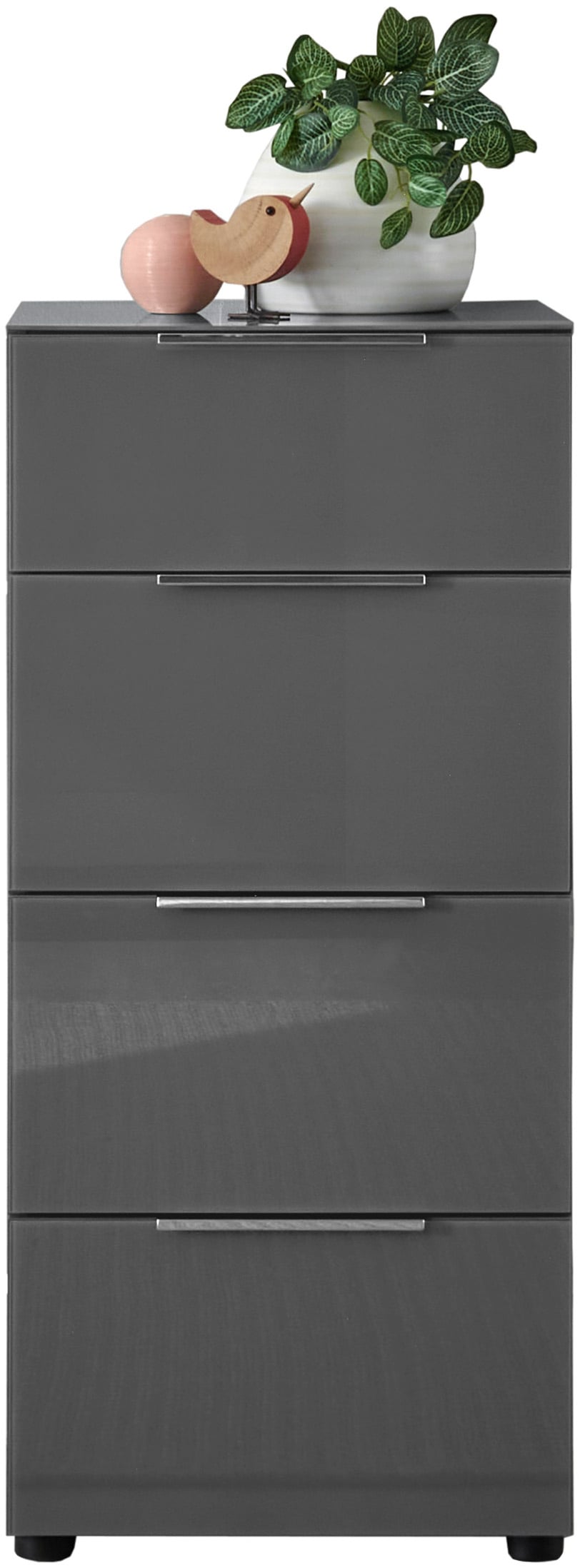 HBZ Kommode »Santorin Mehrzweckschrank mit Schubkästen, BxHxT 45x99x40 cm«, (1 St.), Mit 4 Schubkästen mit Softclose, Glasfront und Glasoberboden