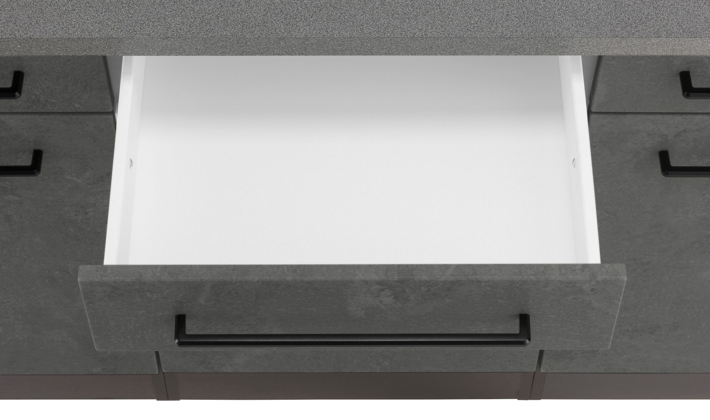 KOCHSTATION Küchenzeile »KS-Tulsa«, mit E-Geräten, Breite 270 cm, schwarze Metallgriffe, MDF Fronten