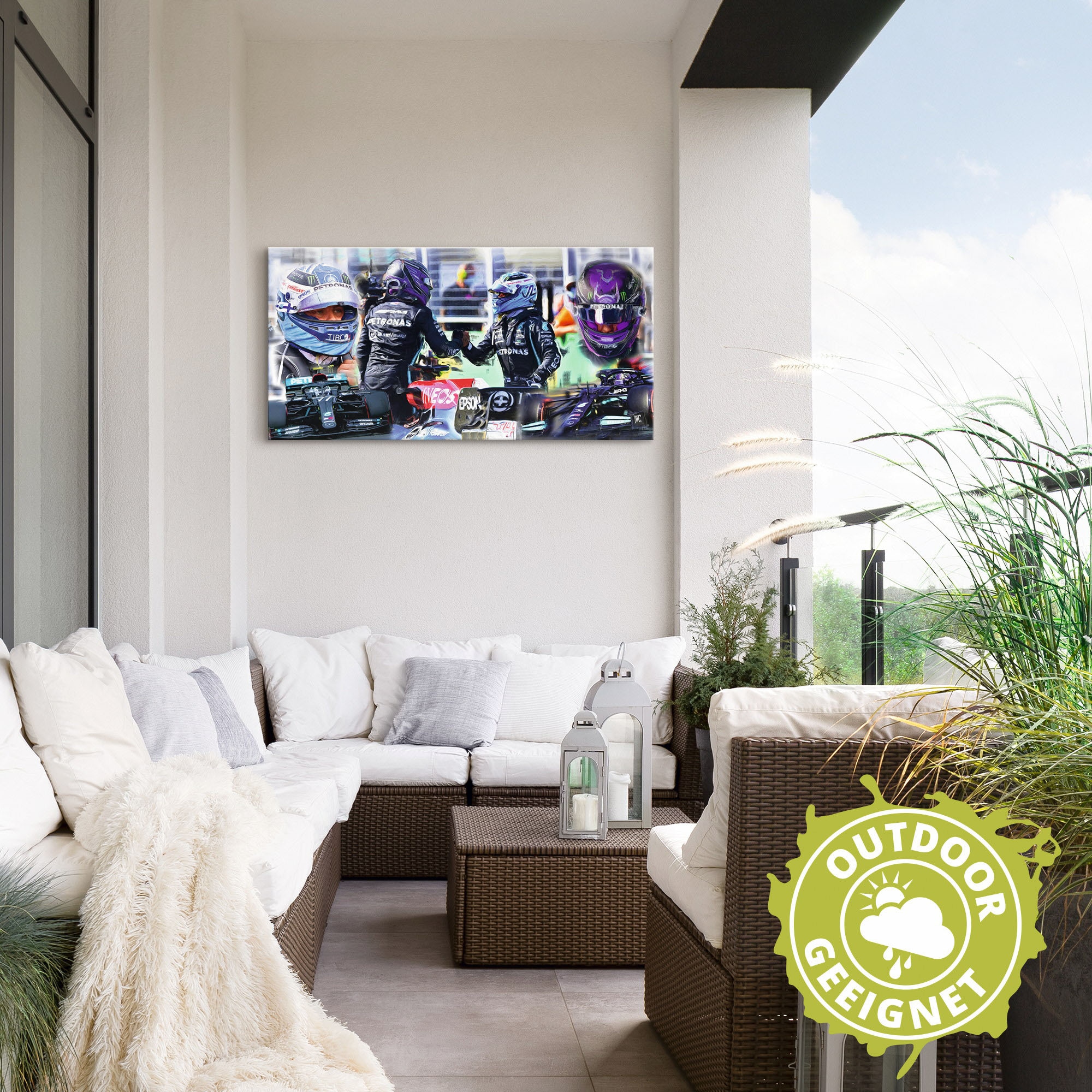 Artland Wandbild »Teamgeist Valtteri Bottas Lewis Hamilton«, Auto, (1 St.), als Alubild, Leinwandbild, Wandaufkleber oder Poster in versch. Größen