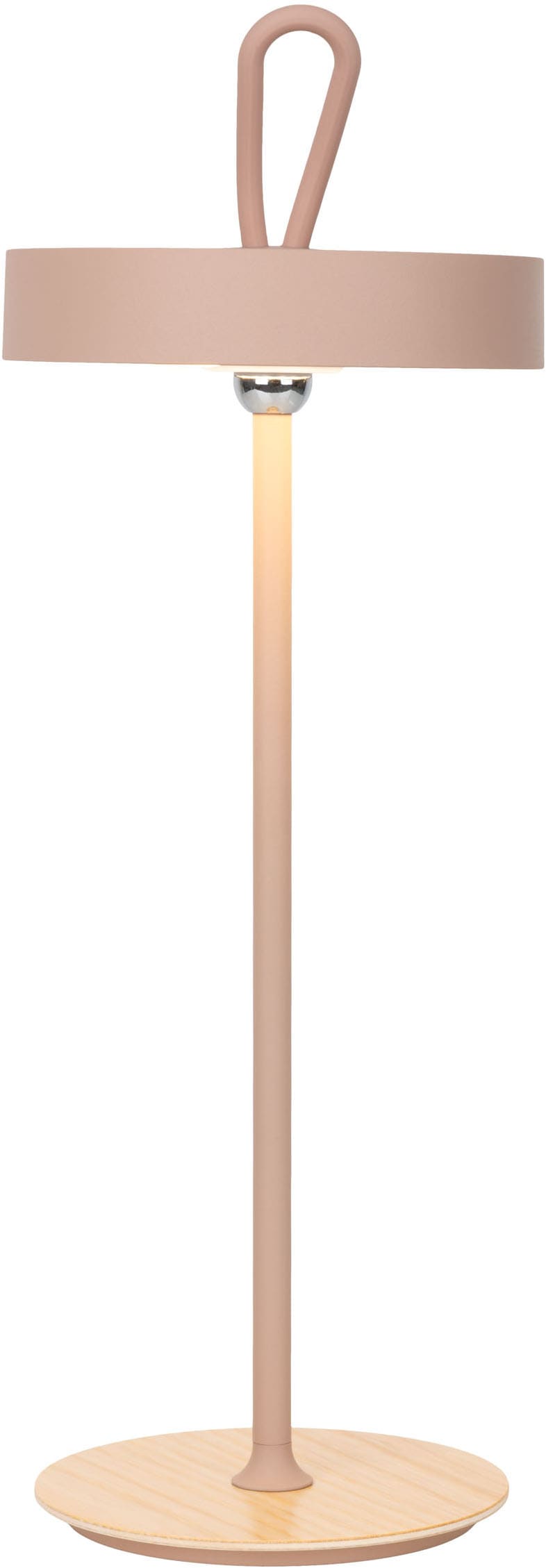 OTTO home LED Tischleuchte »Ellvra mit Holzfuß, abnehmbares Kopfteil als Hängeleuchte verwendbar« LED-Modul 1 Stk. Warmweiß aufladbar, inkl Akku + USB Kabel, Kopfteil magnetisch, abnehmbar, Holz