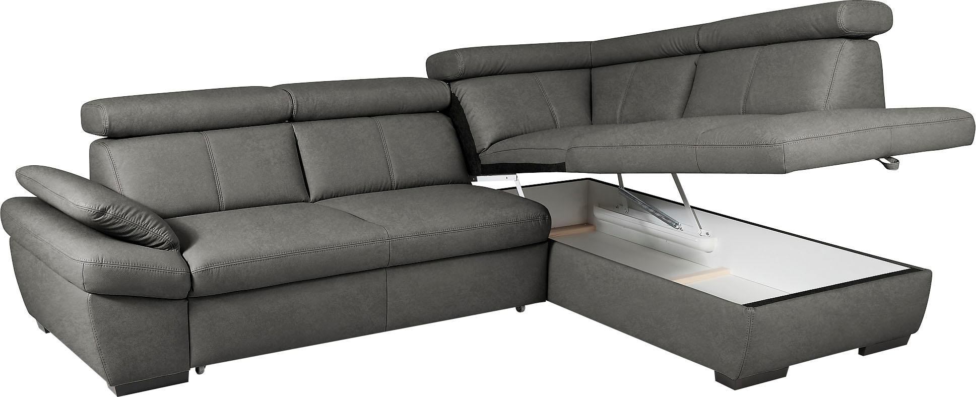 exxpo - sofa fashion Ecksofa »Salerno, klassisch modernes Funktionssofa, hoher Sitzkomfort, L-Form«, inkl. Kopf- und Armteilverstellung, wahlweise mit Bettfunktion