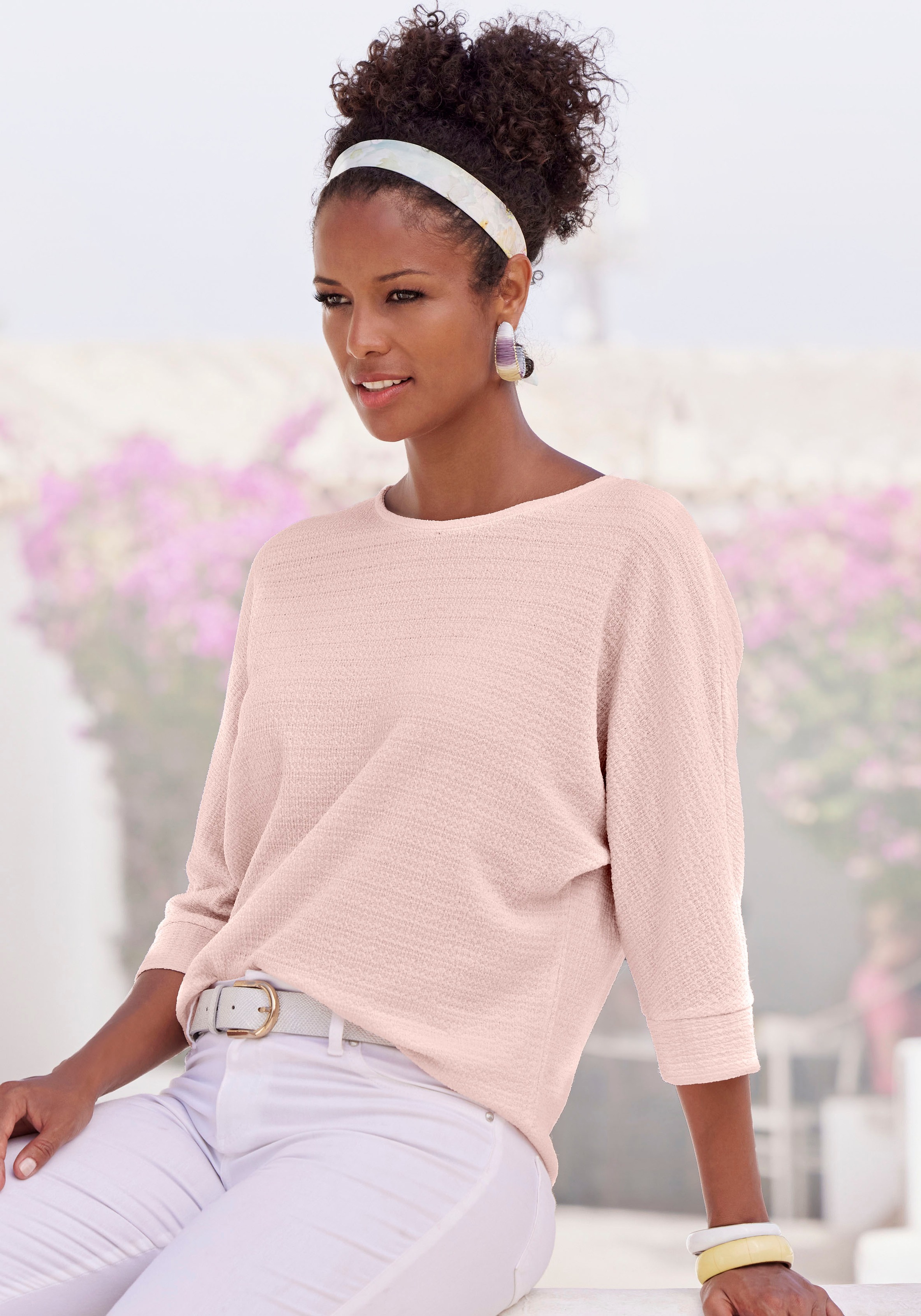 Vivance 3/4-Arm-Shirt "aus bügelfreier Crêpe-Qualität" Sommerliches 3/4-Arm-Shirt