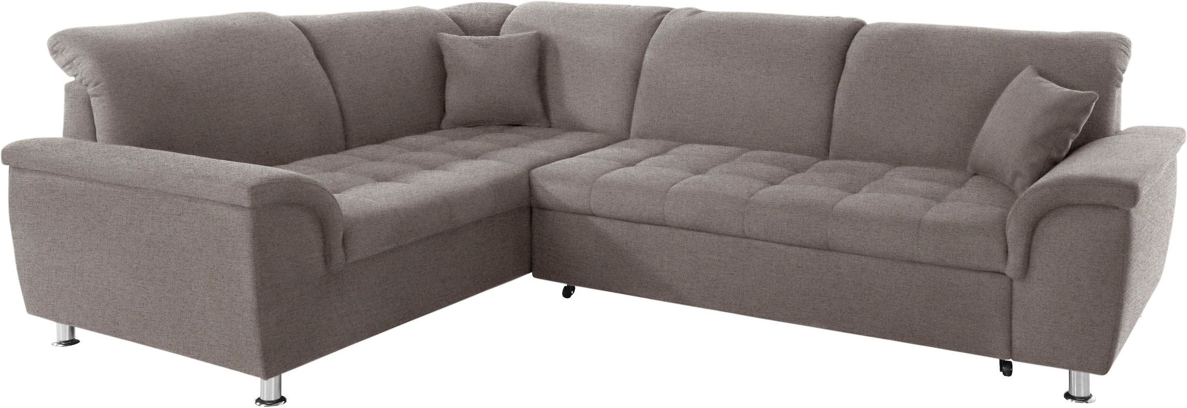 DOMO collection Ecksofa »Franzi, zeitlos und elegant, moderne Sitzheftung, L-Form«, wahlweise mit Kopfteilverstellung (dann Breite: 275 cm)