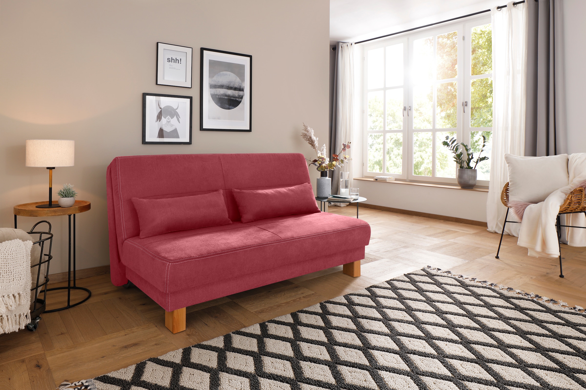 Home affaire Schlafsofa »Gina«, vom Sofa zum Bett mit einem Handgriff, in 4 Breiten, Nierenkissen
