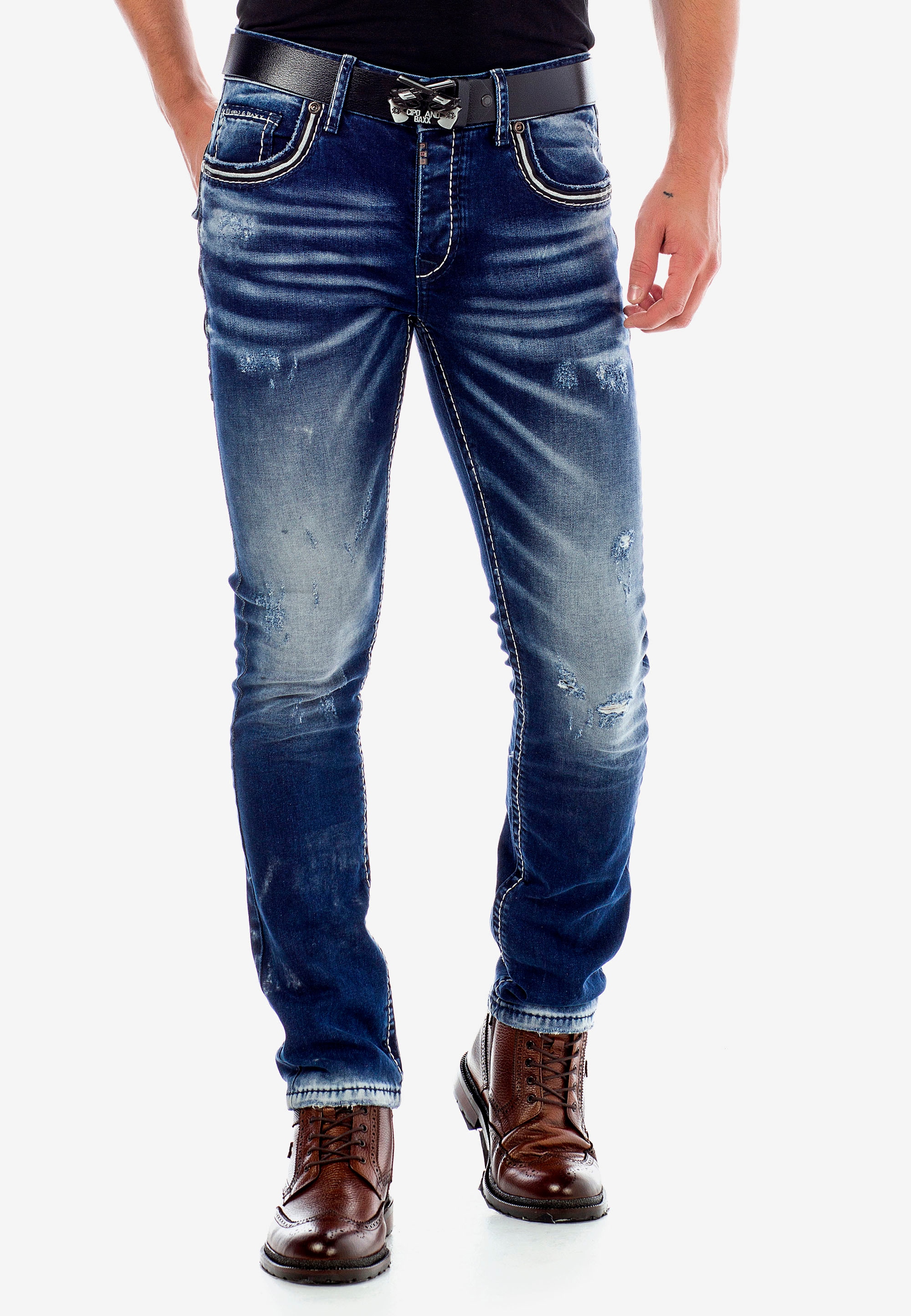 Slim-fit-Jeans, im Worn Washed Look in Straight Fit