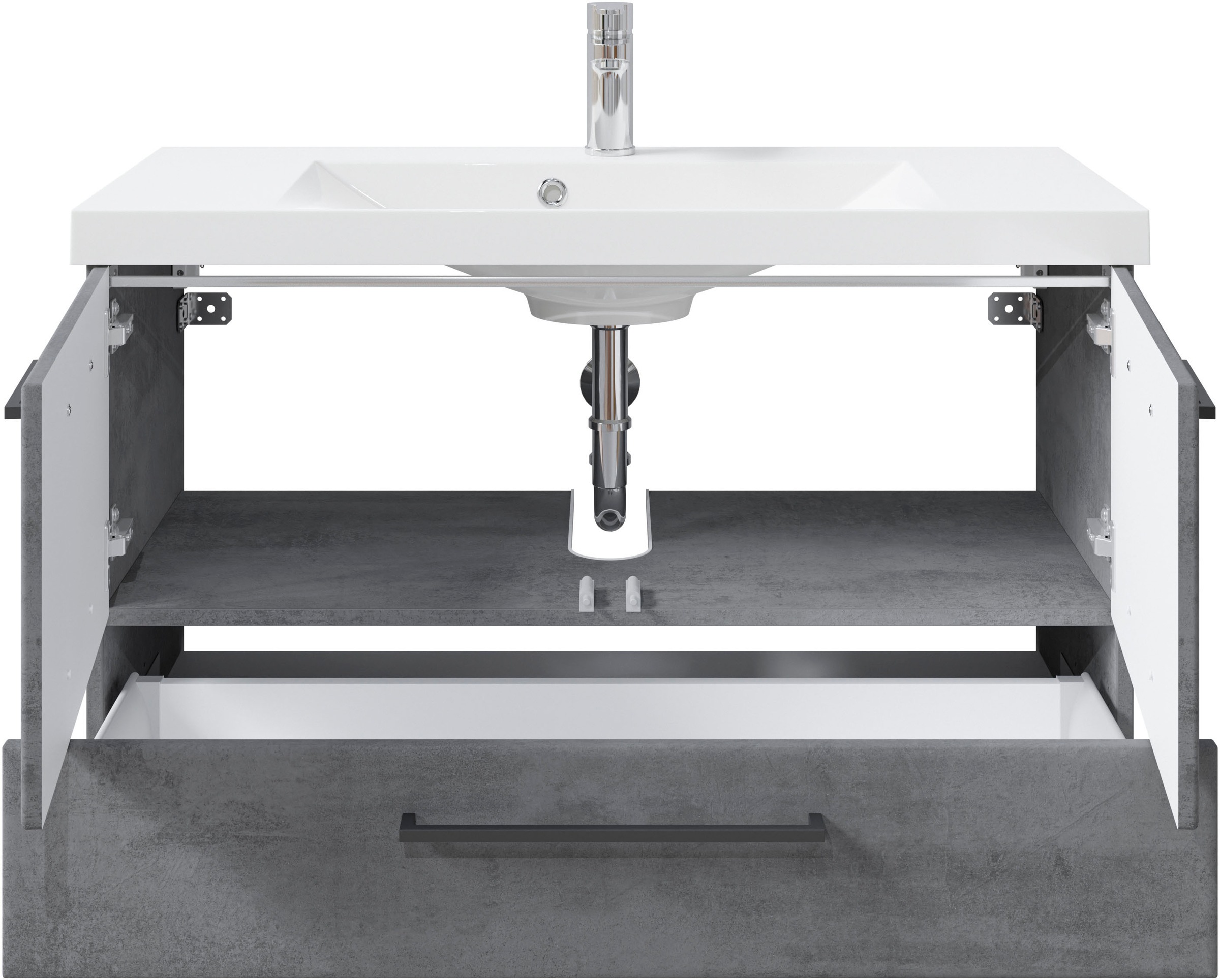 Thumbnail - Saphir Badmöbel-Set "Quickset 945 Mineralmarmor-Waschtisch mit Unterschrank, 99 cm breit" 1 Stk. tlg.