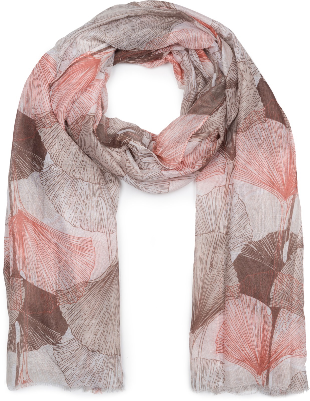 styleBREAKER Schal "Langer Schal Ginkgo Leaves" 1 Stk.