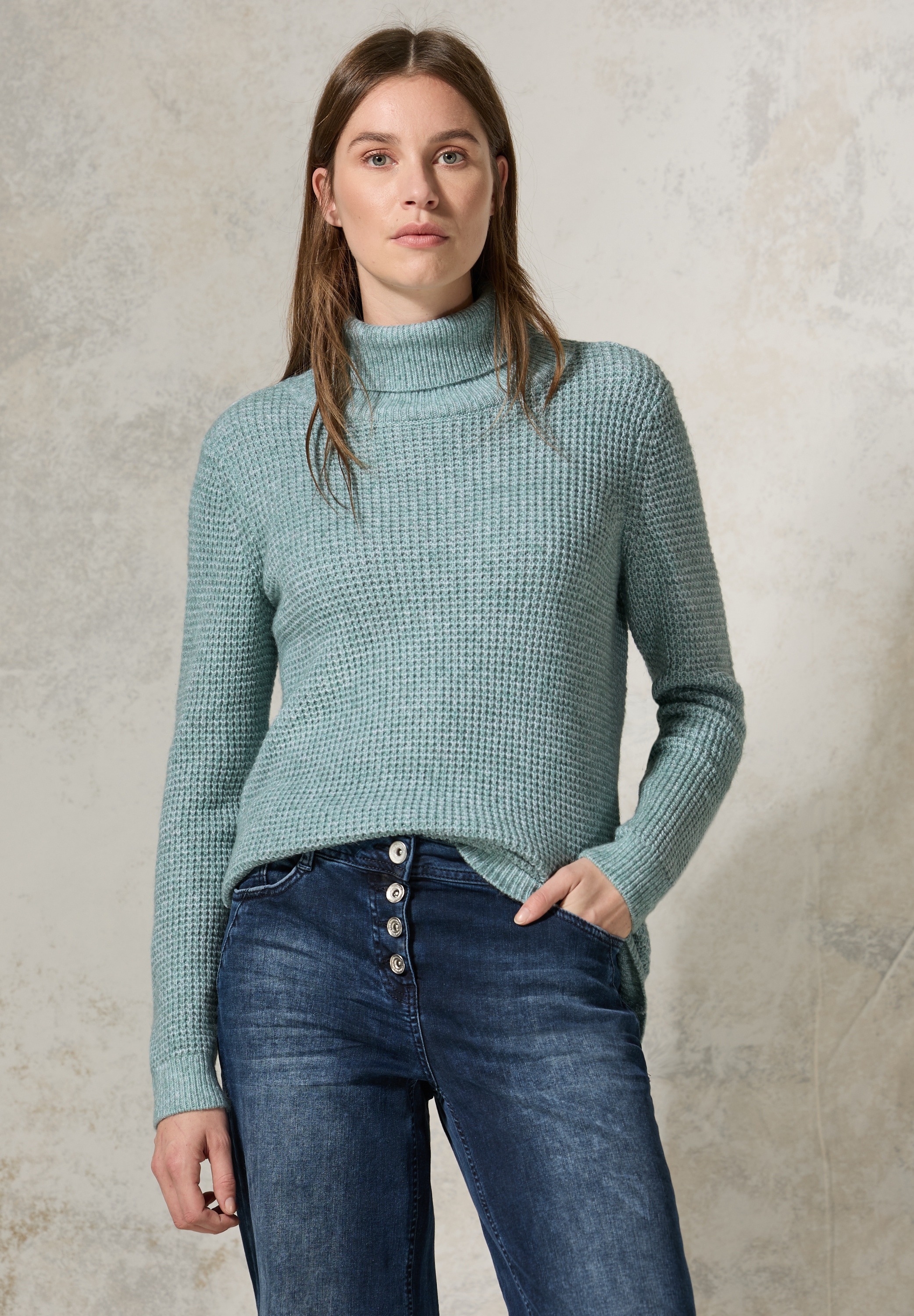 Rollkragenpullover, im soften Baumwoll-Mix