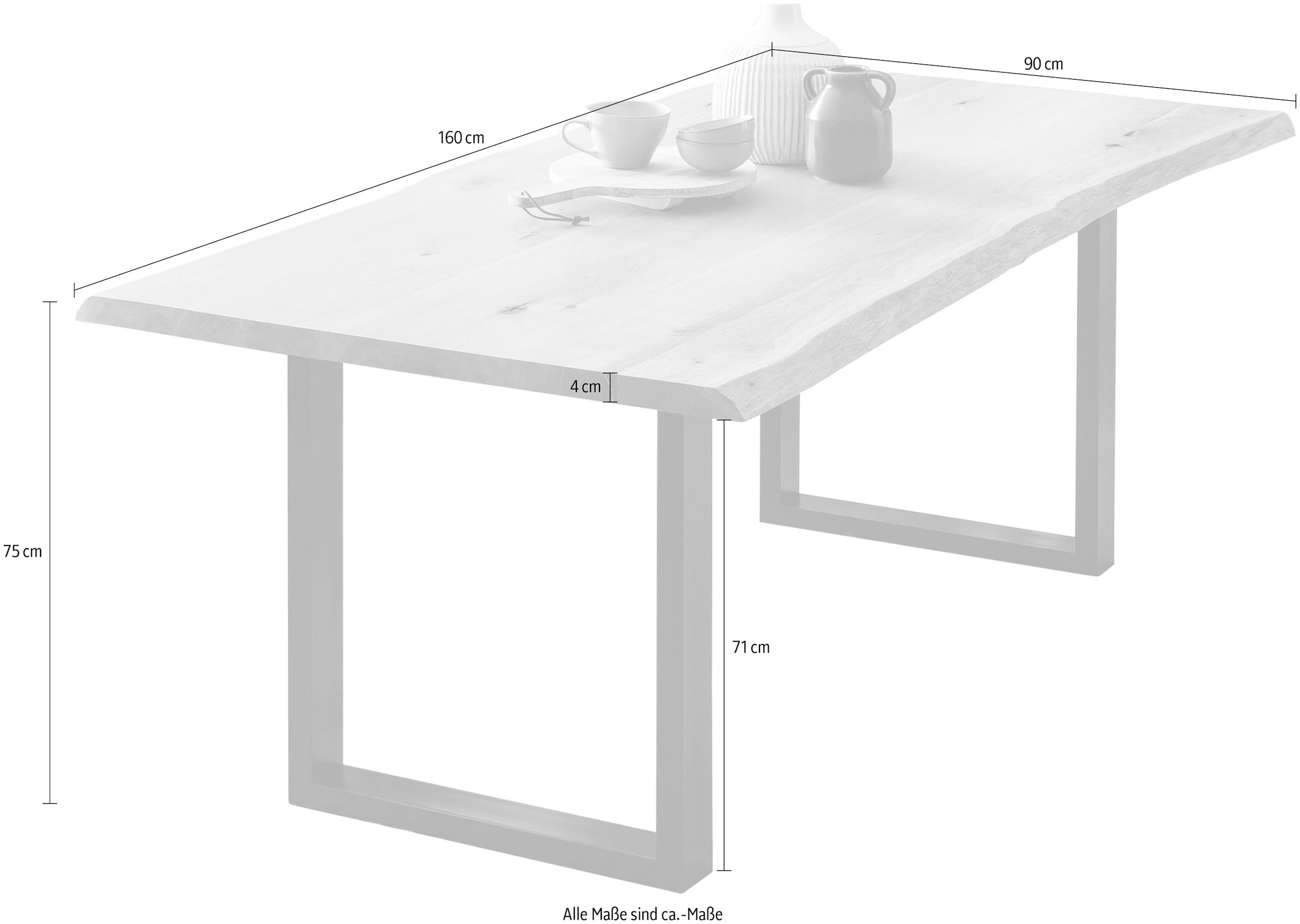 SalesFever Esstisch, 40 mm Tischplatte aus Eiche mit UV Lack lackiert