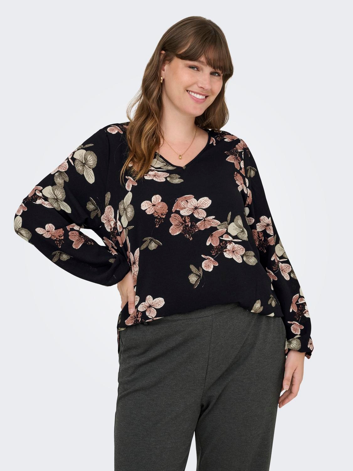 ONLY CARMAKOMA Blusenshirt "CARVICA LIFE L/S V-NECK TOP WVN NOOS" günstig online kaufen