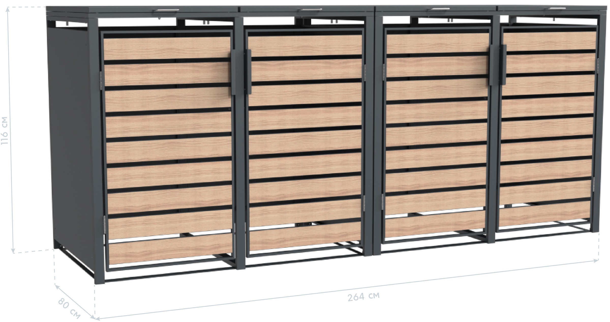 WESTMANN Mülltonnenbox »Lacina«, Platz für 4 Mülltonnen je 240 L, BxHxT: 264x80x116 cm