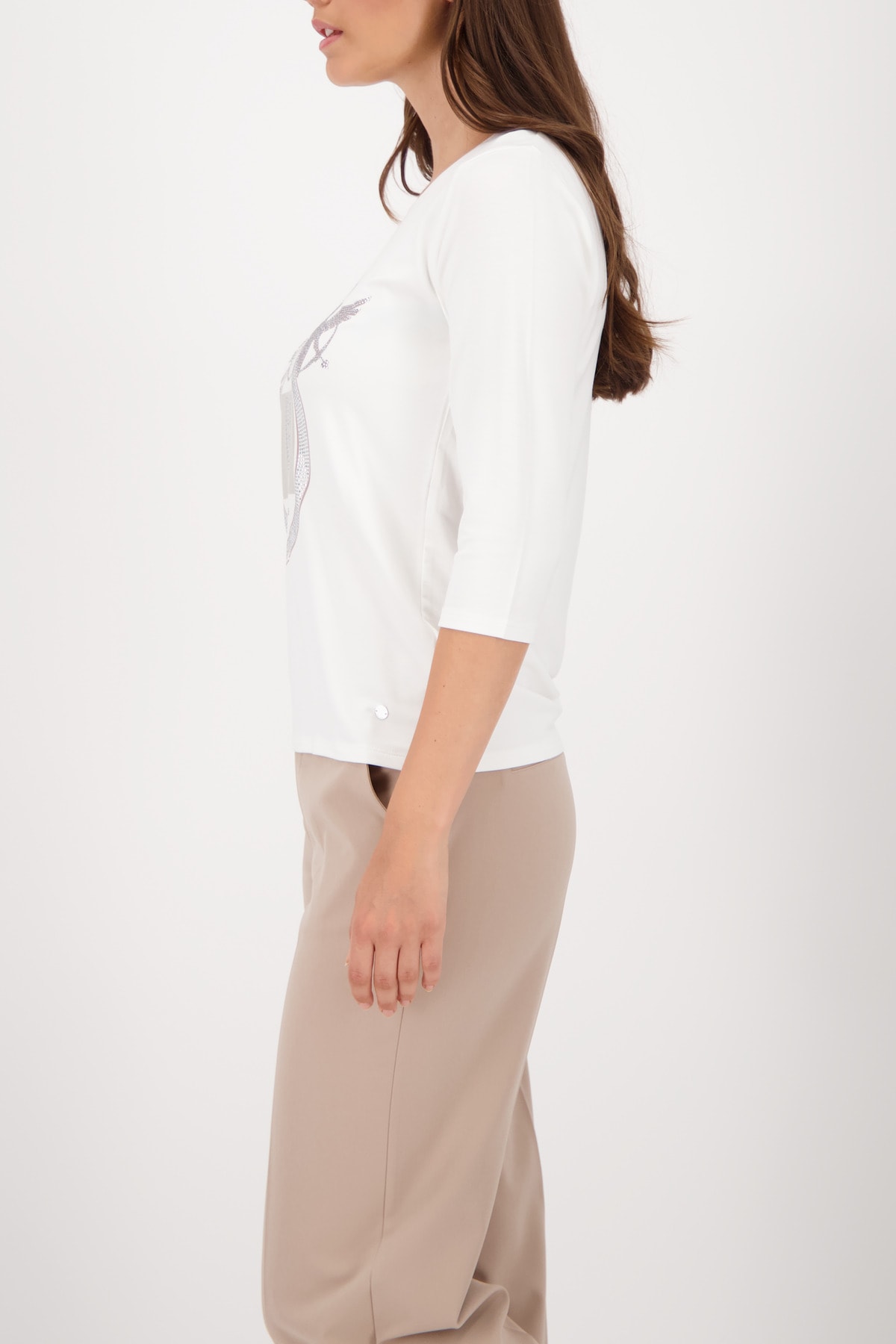 Monari 3/4-Arm-Shirt »Shirt Schmuck Emblem«, Regular fit mit Rundhalsausschnitt