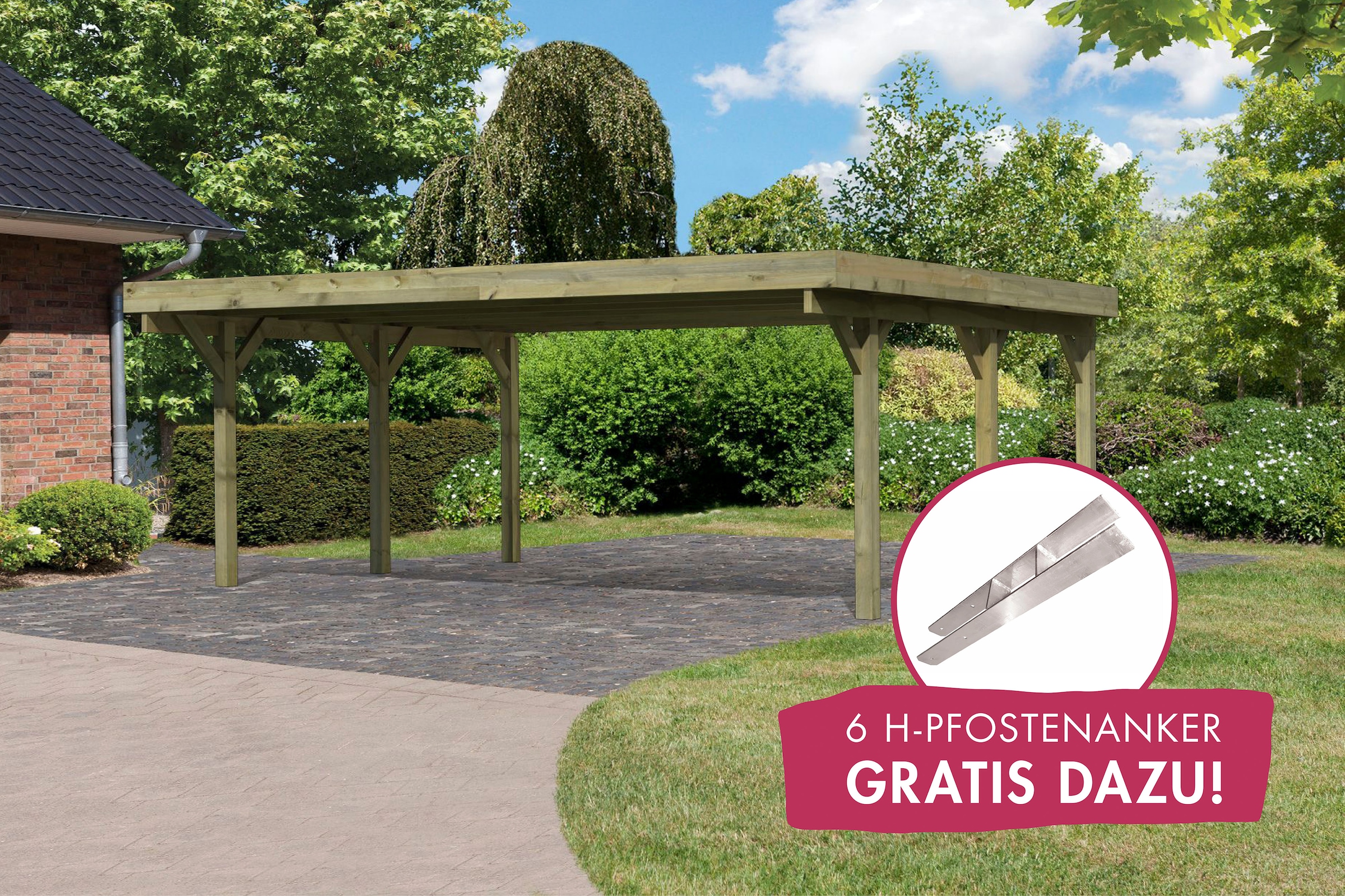 Doppelcarport »Classic 1«, Holz, 540 cm, braun