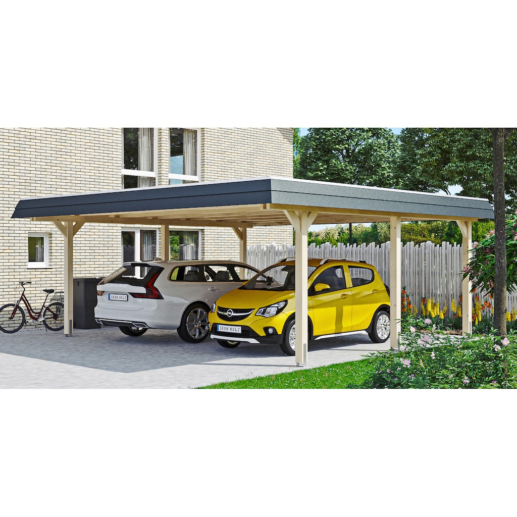 Skanholz Doppelcarport »Wendland«, Leimholz-Nordisches Fichtenholz, 550 cm, natur