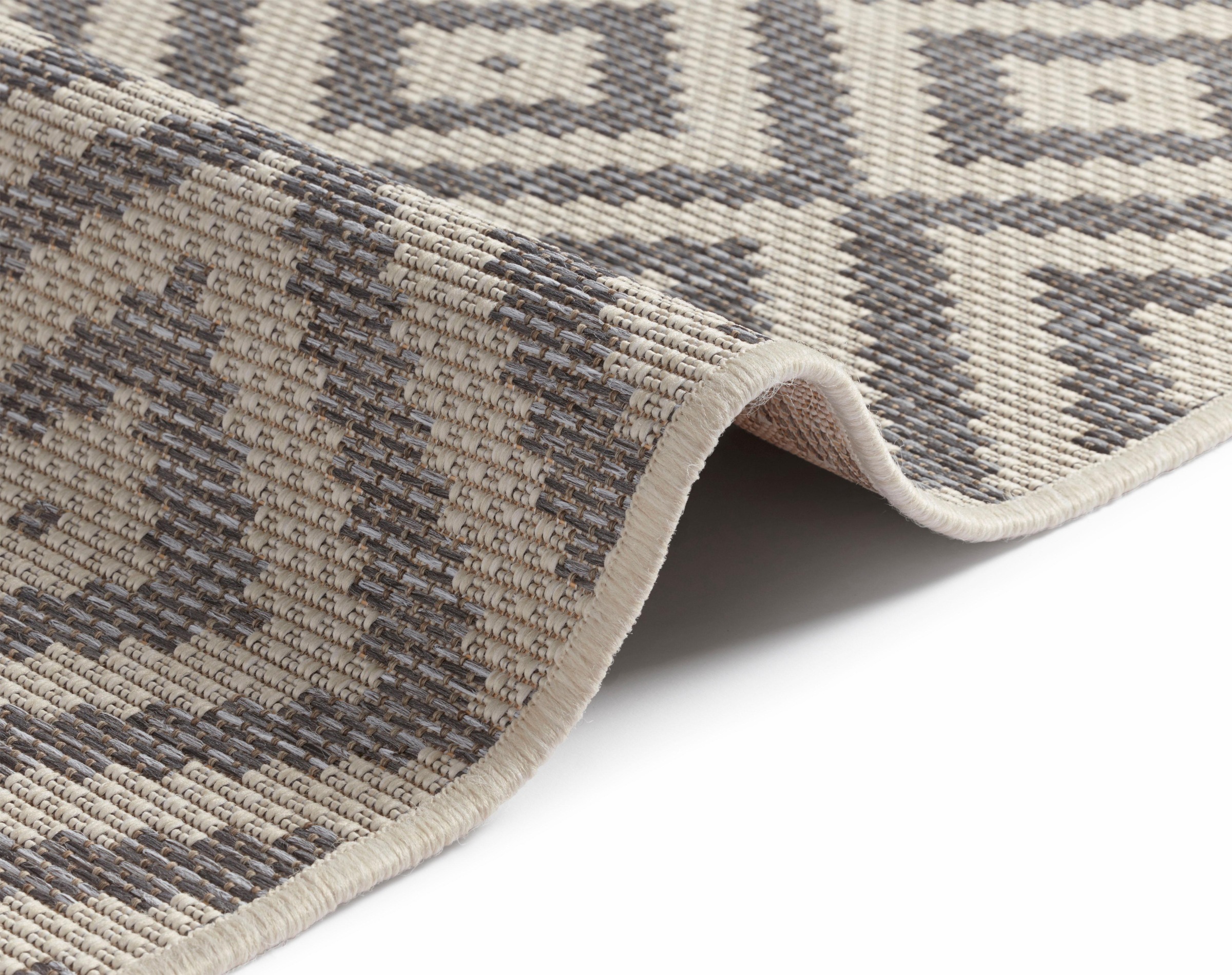 freundin Home Collection Teppich »Summer«, rechteckig, 4 mm Höhe, In-und Outdoor geeignet, Rauten Design, Pflegeleicht, Flachgewebe