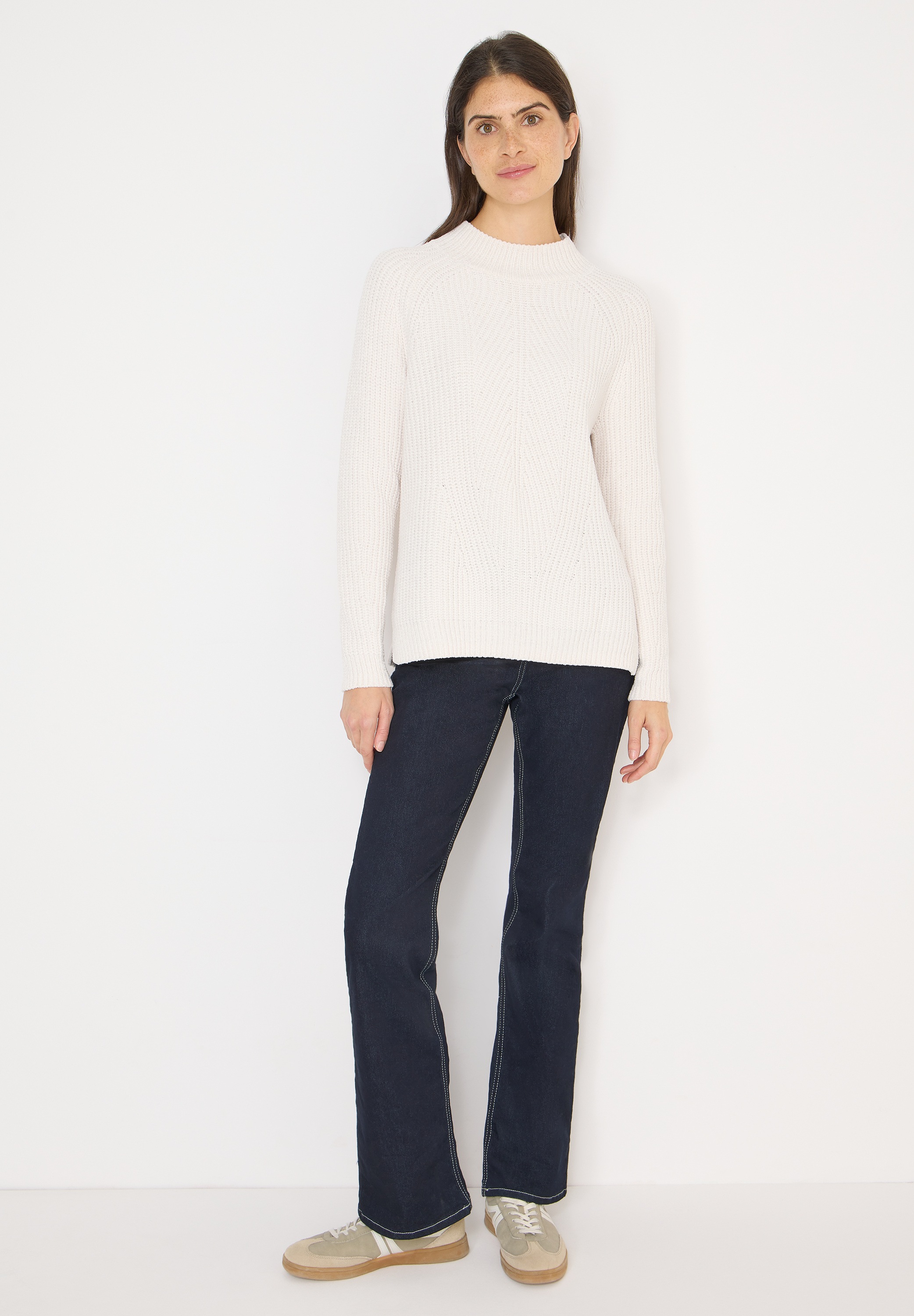 Strickpullover CECIL, Damen, Gr. XXL (46), light greige, Stoff, 87% Polyester, 13% Baumwolle, unifarben, comfort fit normal, hoch geschlossener Ausschnitt, Rippbündchen, Pullover Strickpullover, aus Feinstrick 6