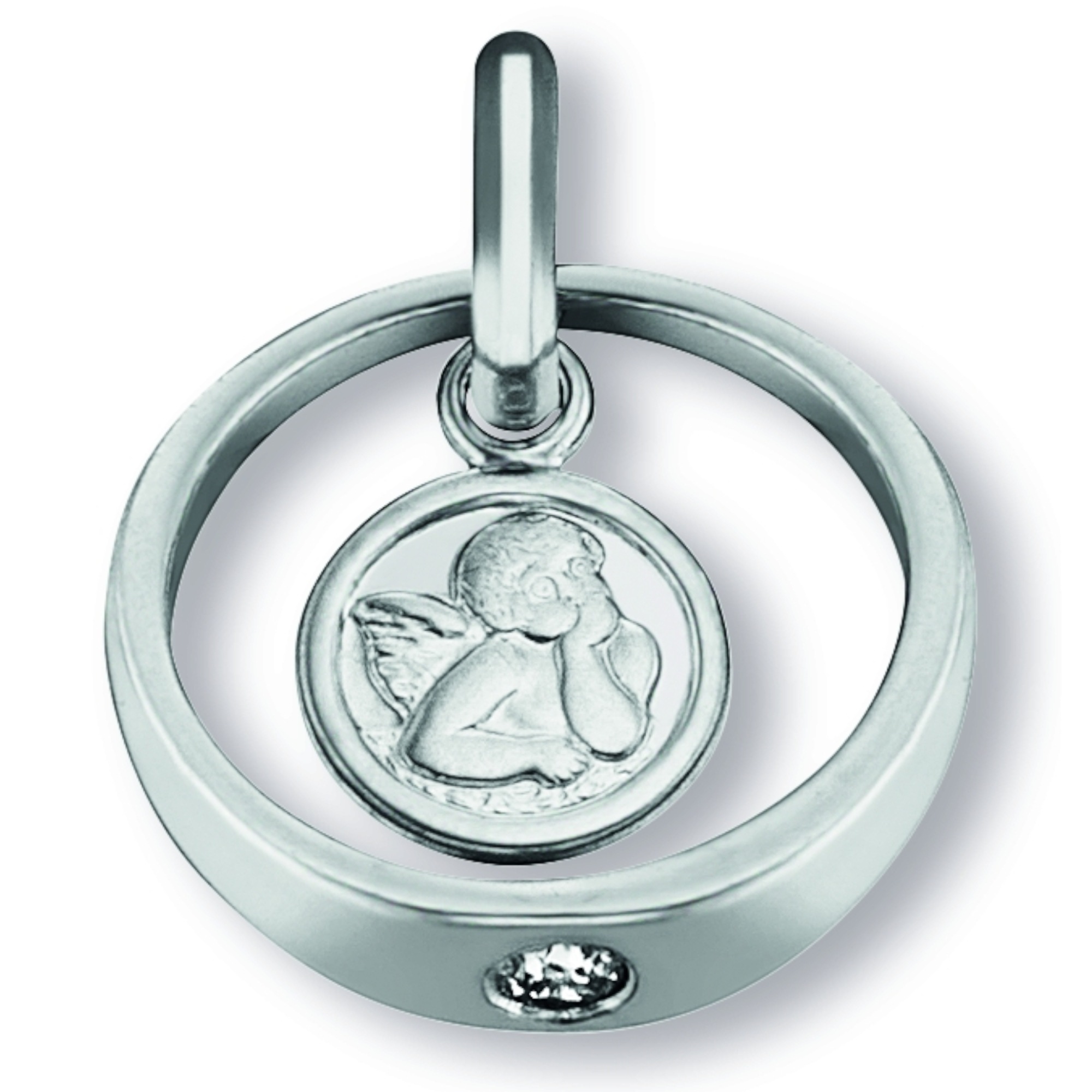 Kettenanhänger ONE ELEMENT "Zirkonia Taufring Zirkonia Taufring", silber, Schmuckanhänger, Mädchen, Silber 925 (Sterlingsilber), Kettenanhänger, Feine Gestaltung – ein Sinnbild mit ruhiger Eleganz