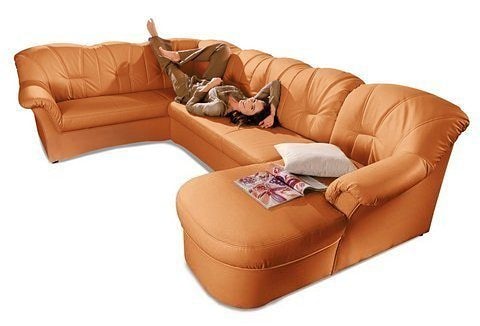 DOMO collection Wohnlandschaft »Papenburg, zeitlose Rückensteppung, elegante Formensprache, U-Form«, in großer Farbvielfalt, wahlweise mit Bettfunktion