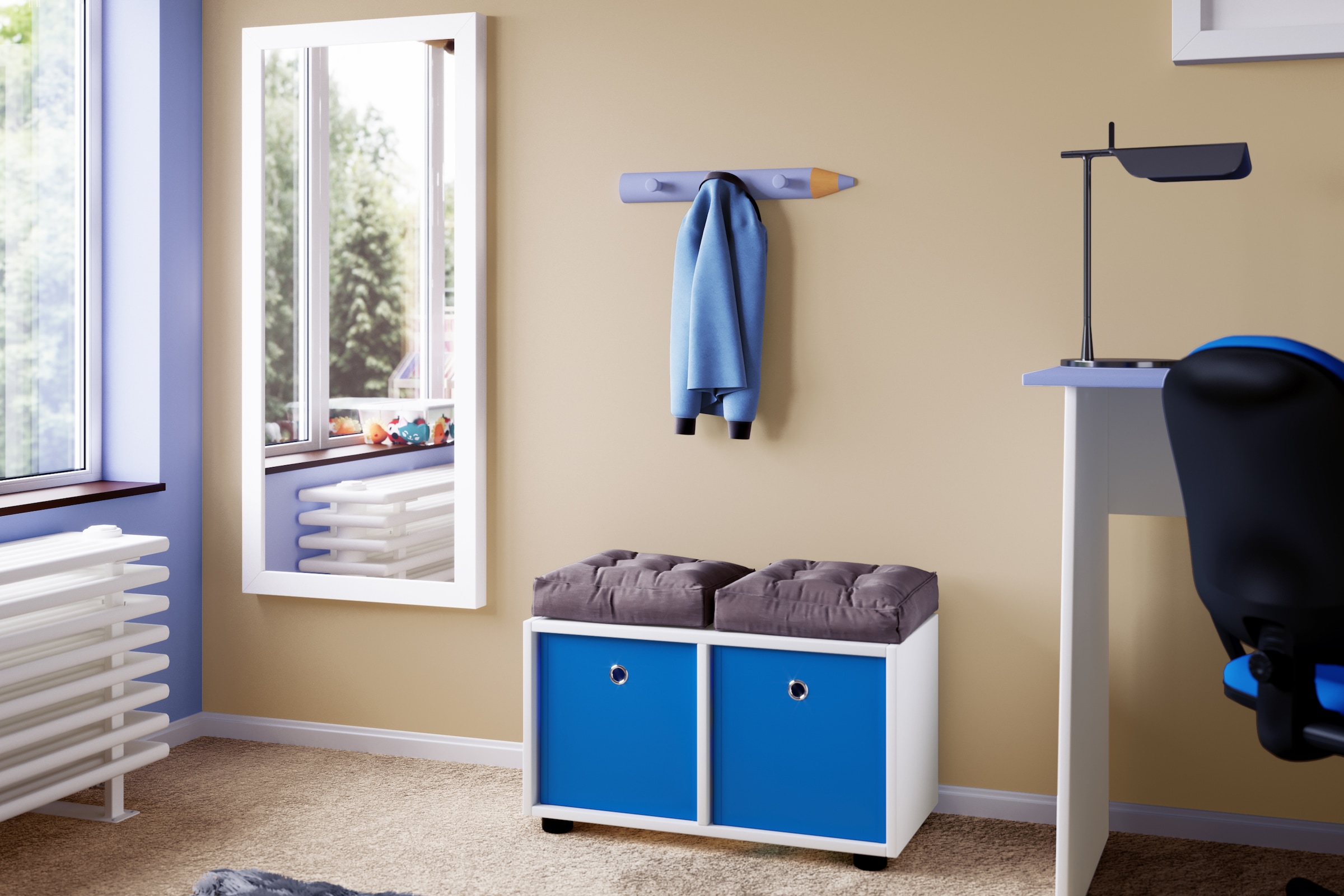 VCM Garderobe »VCM Hakenleiste | beliebig erweiterbar | 3 Haken | Maße ca. H. 5 x B. 37 x T. 6 cm | Garderobenleiste | Wandpaneel für den Flur | Wandgarderobe - Stifto«, (1 St., VCM Stifto)