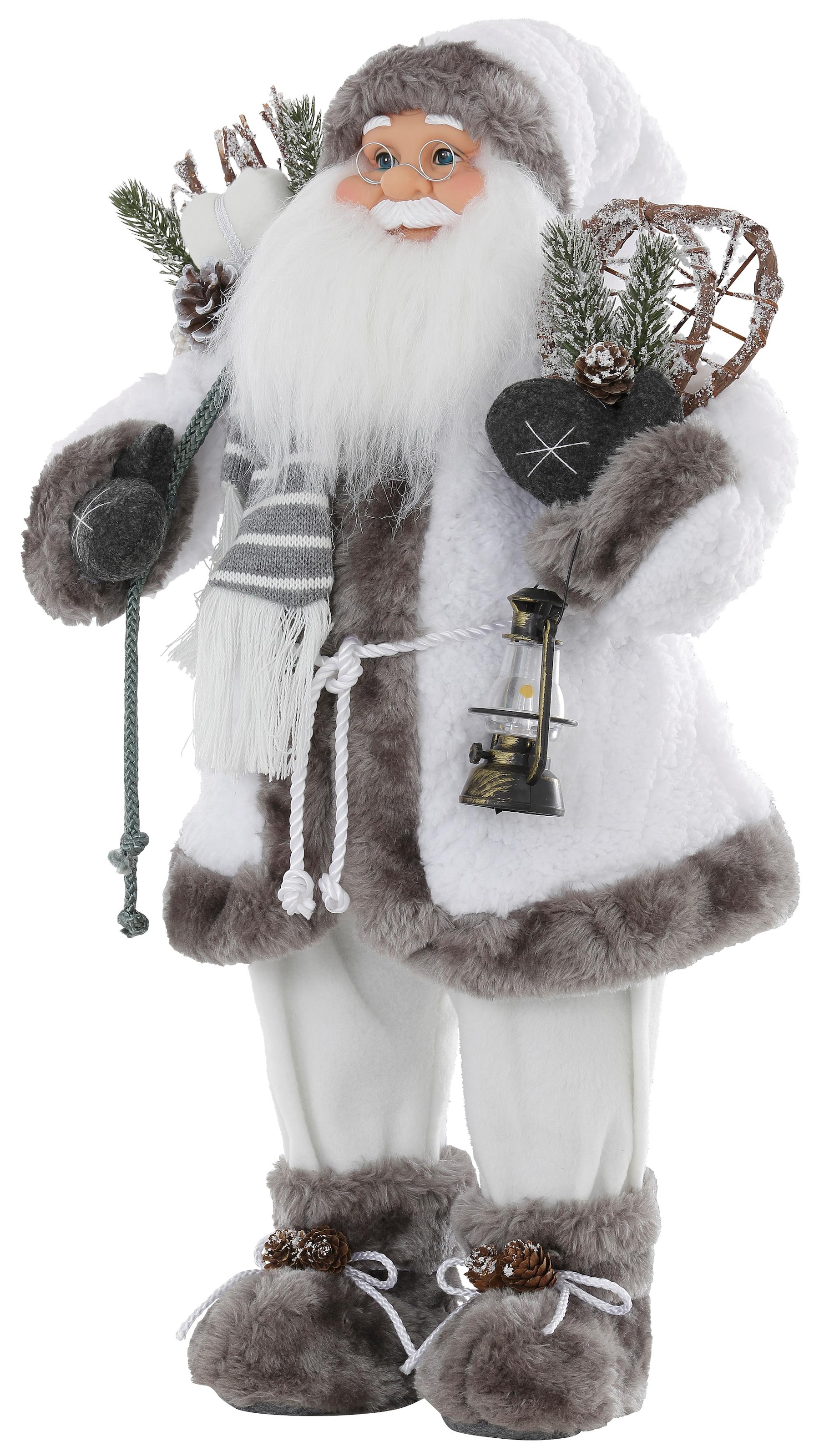 HOSSNER - HOMECOLLECTION Weihnachtsmann bestellen BAUR Mantel weißem und Laterne«, Weihnachtsdeko | »Santa mit