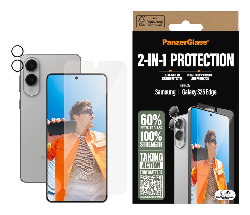 Displayschutzglas "2-in-1 Protection - Ultra-Wide Fit Screen + Camera Protector", B:10,9cm H:1,2cm T:19,5mm, transparent, CARE BY PANZERGLASS,