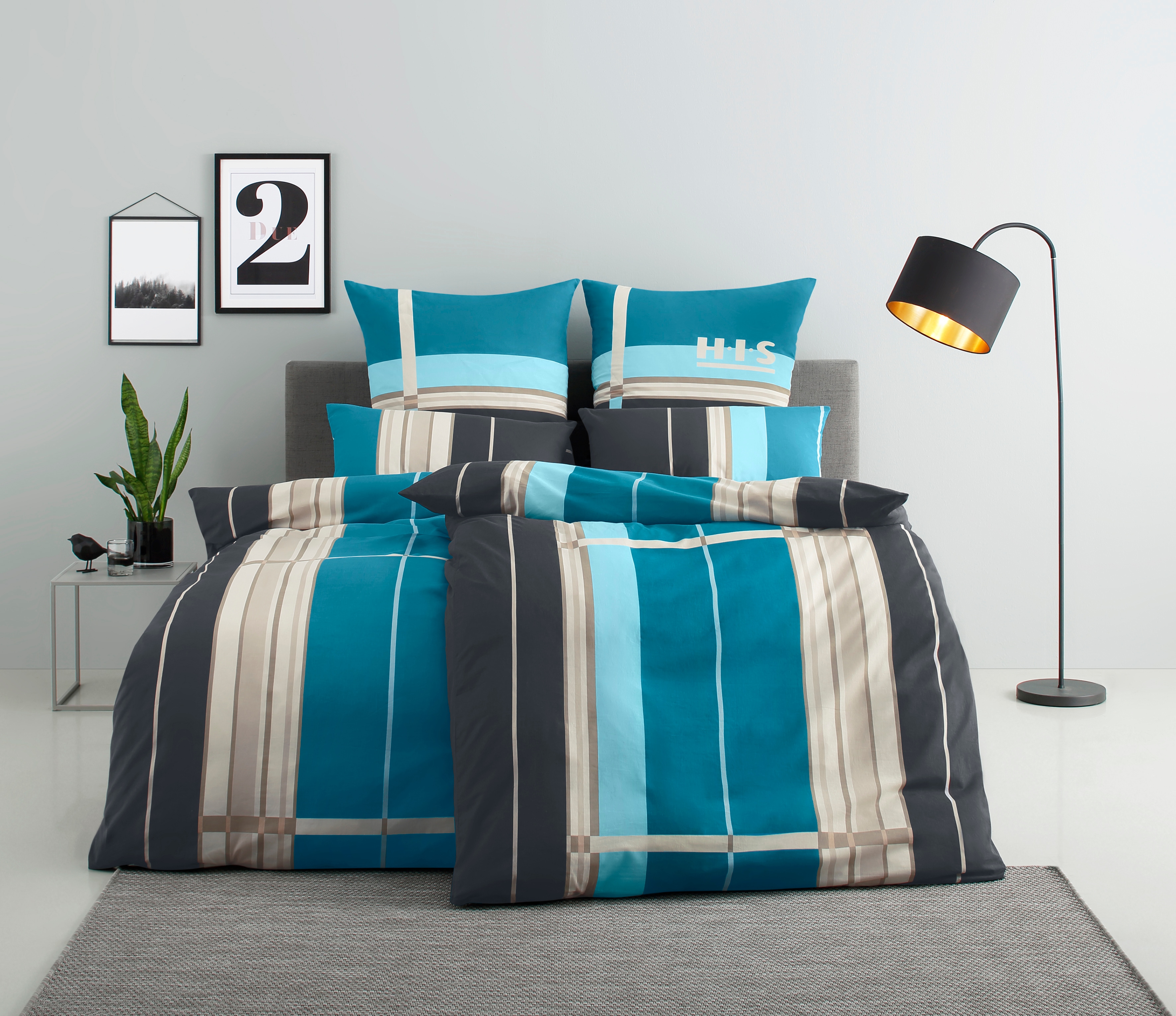 OTTO home Bettwäsche "Golfi in Gr. 135x200 oder 155x220 cm" 2 sportliche Streifen Bettwäsche aus Baumwolle, Marke H.I.S by OTTO home